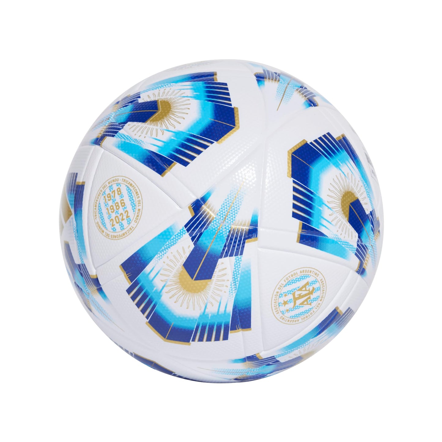 adidas - Balón Unisex para Adultos, Color Blanco/Pantone/Azul lúcido/Dorado metálico, 5