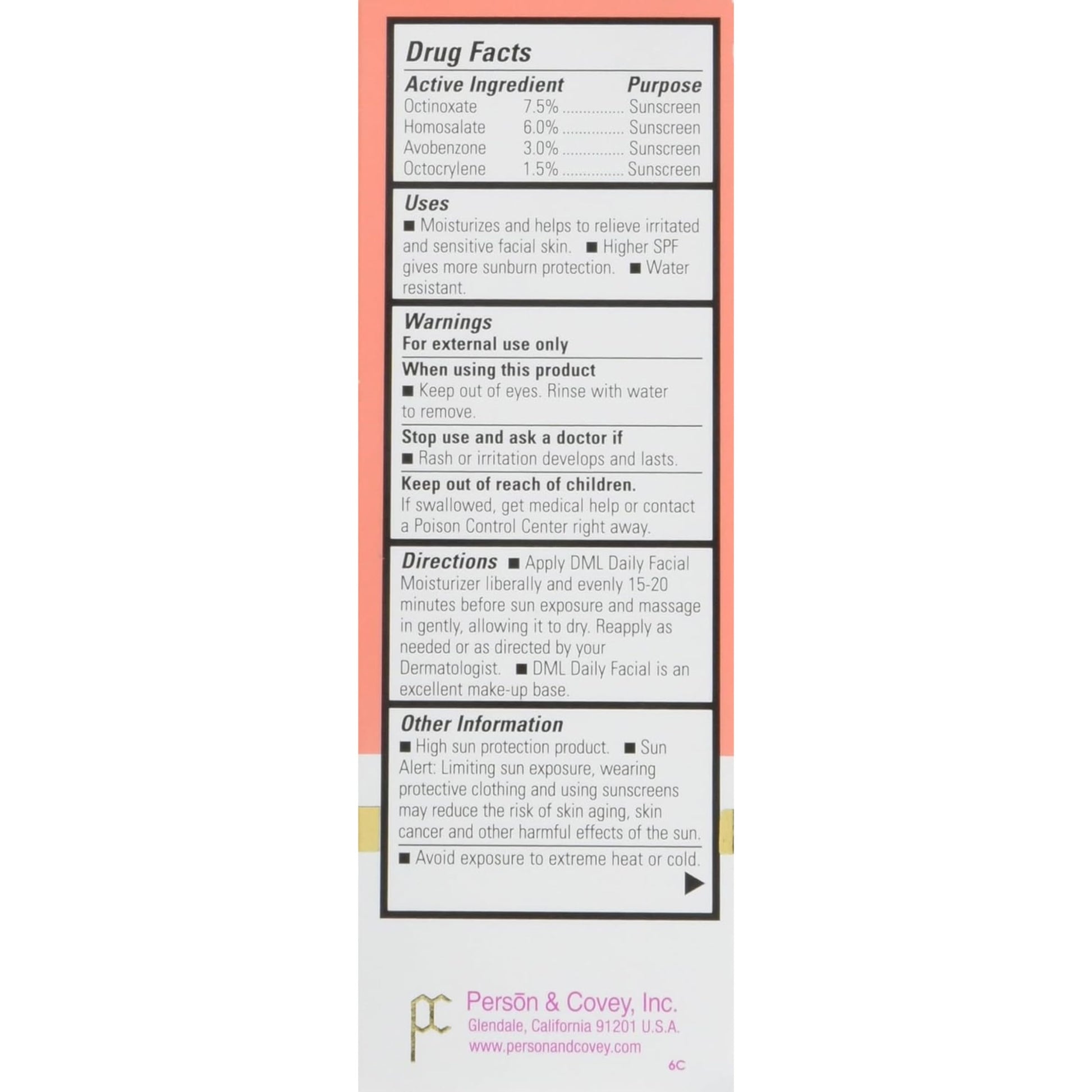 DML Daily Facial Moisturizer SPF 25 1.5 oz Pack of 4 by DML