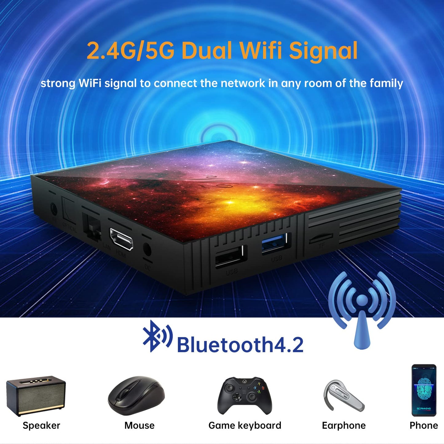 Android Box - Set de 12,04 GB RAM 64 GB ROM Smart Set parte superior Box Mali-G31 Media Player incorporado 2.4G/5G WiFi Bluetooth 4.2 compatible con videos 3D 4K UHD con mini teclado inalámbrico