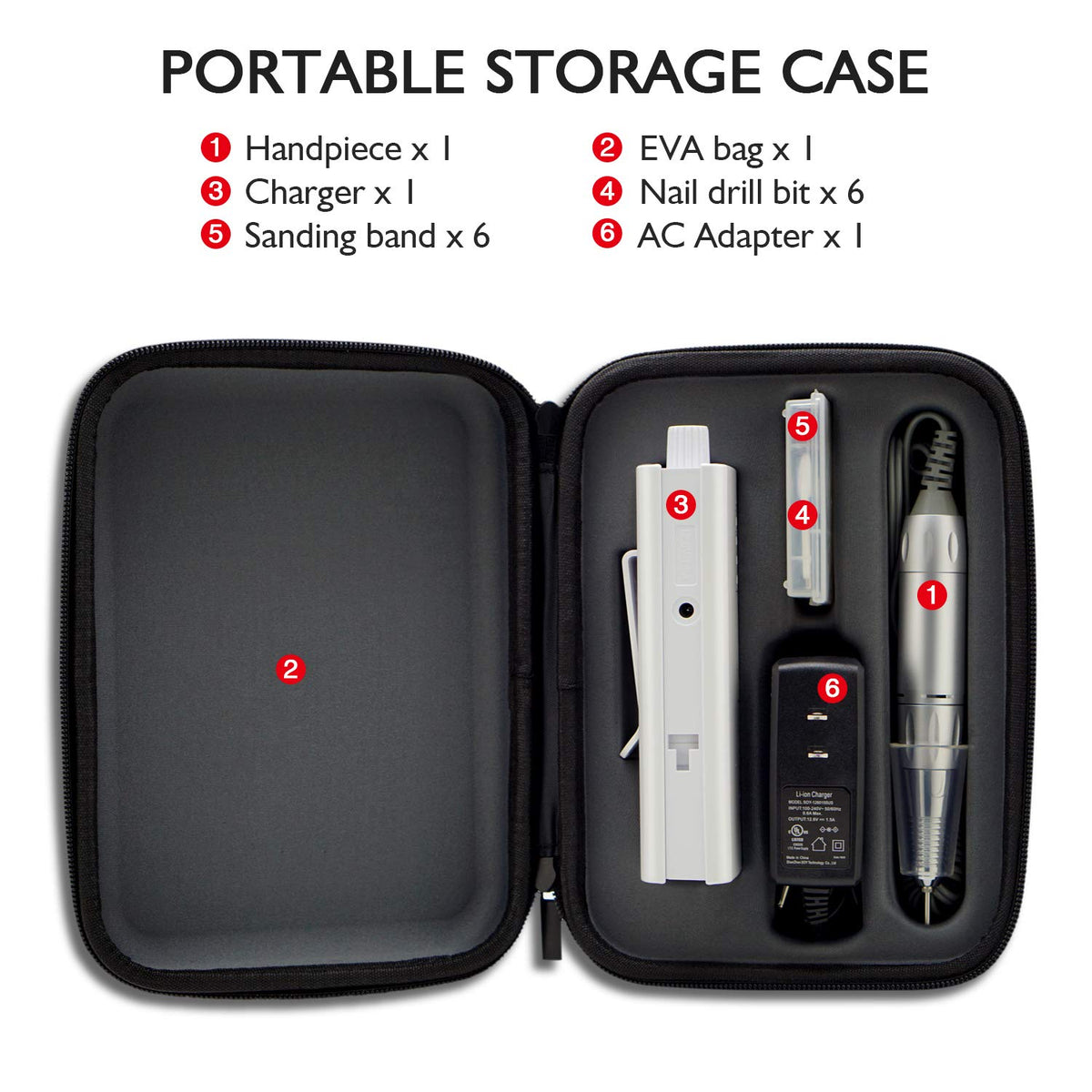 Taladro de Uñas AZ GOGO Profesional Portátil 30000 RPM con Bolsa de EVA
