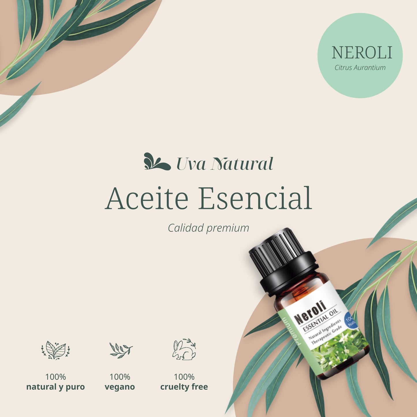 Aceites Esenciales Neroli UVa Natural 100% para Aromaterapia Conjunto de Difusores y Humidificadores con Caja de Regalo Exquisita