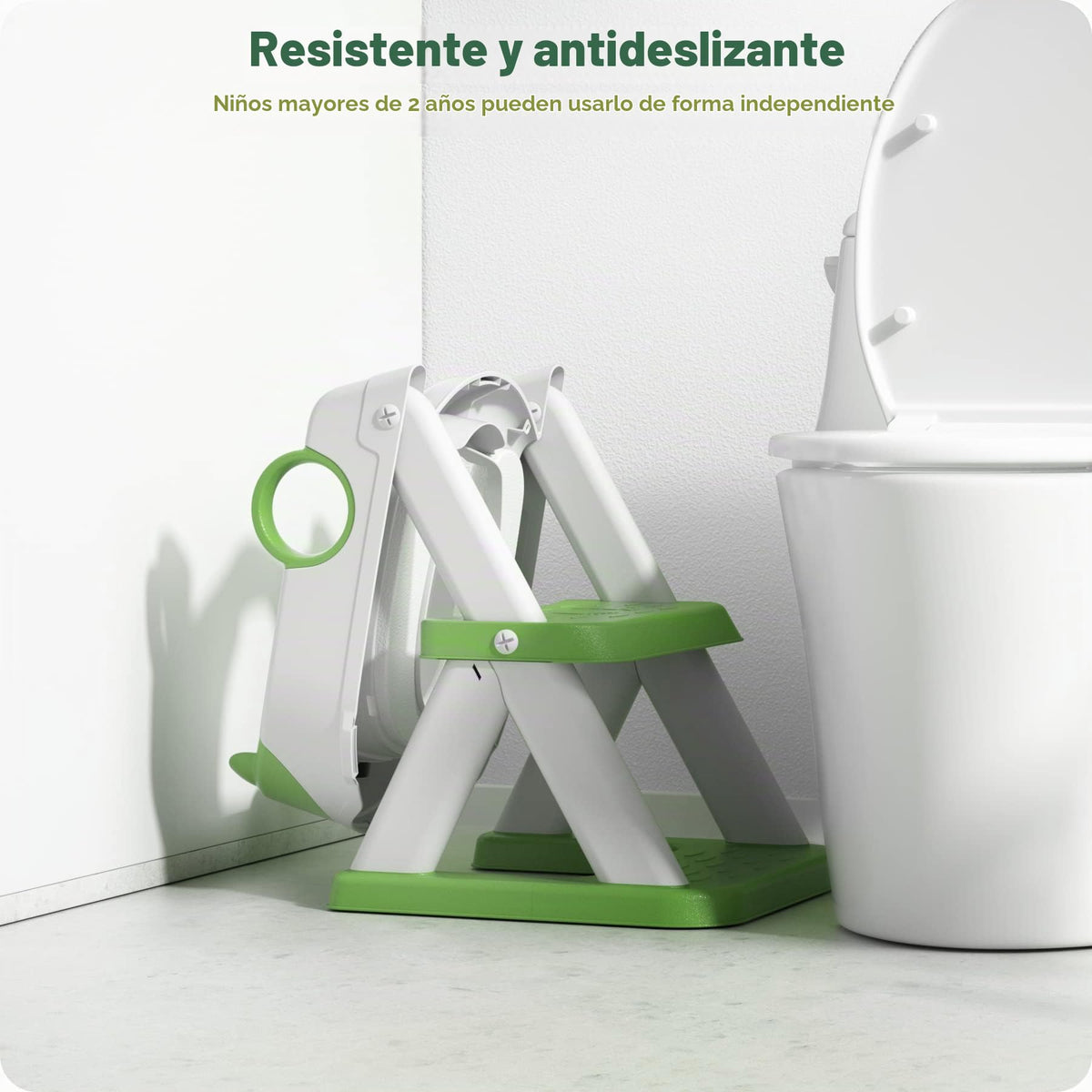 Rabb 1st Adaptador WC Niños, Plegable Portatil Infantil Asiento Inodoro, Inodoro de Entrenamiento 2 en 1 para Niños, Cojín Antideslizante y Antisalpicaduras, Taburete de Escalera