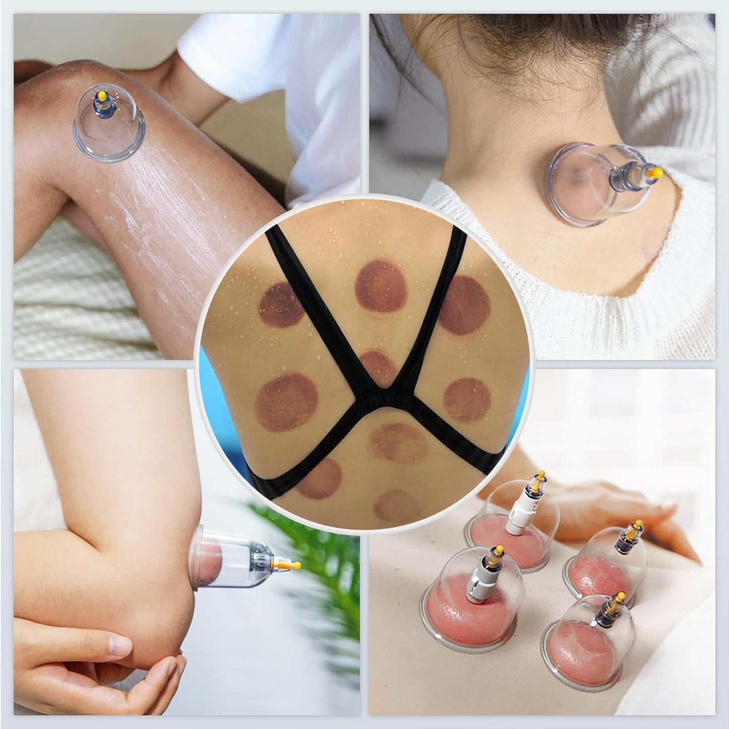 Juego de terapia de ventosas, juego de ventosas de 32 piezas, kit de ventosas profesional con tabla Gua Sha y ventosa de aceite Gua Sha, ventosa con bomba para aliviar la celulitis