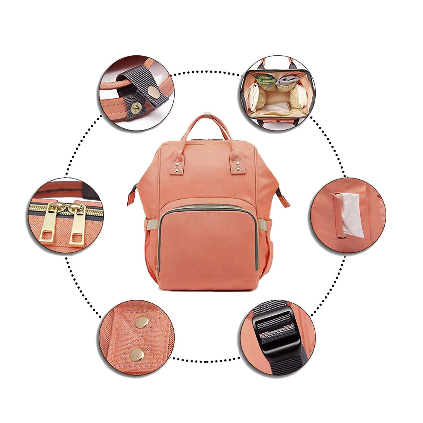 MONZÒ, Mochila Pañalera Multifuncional, Organizador para Viaje (VERDE)
