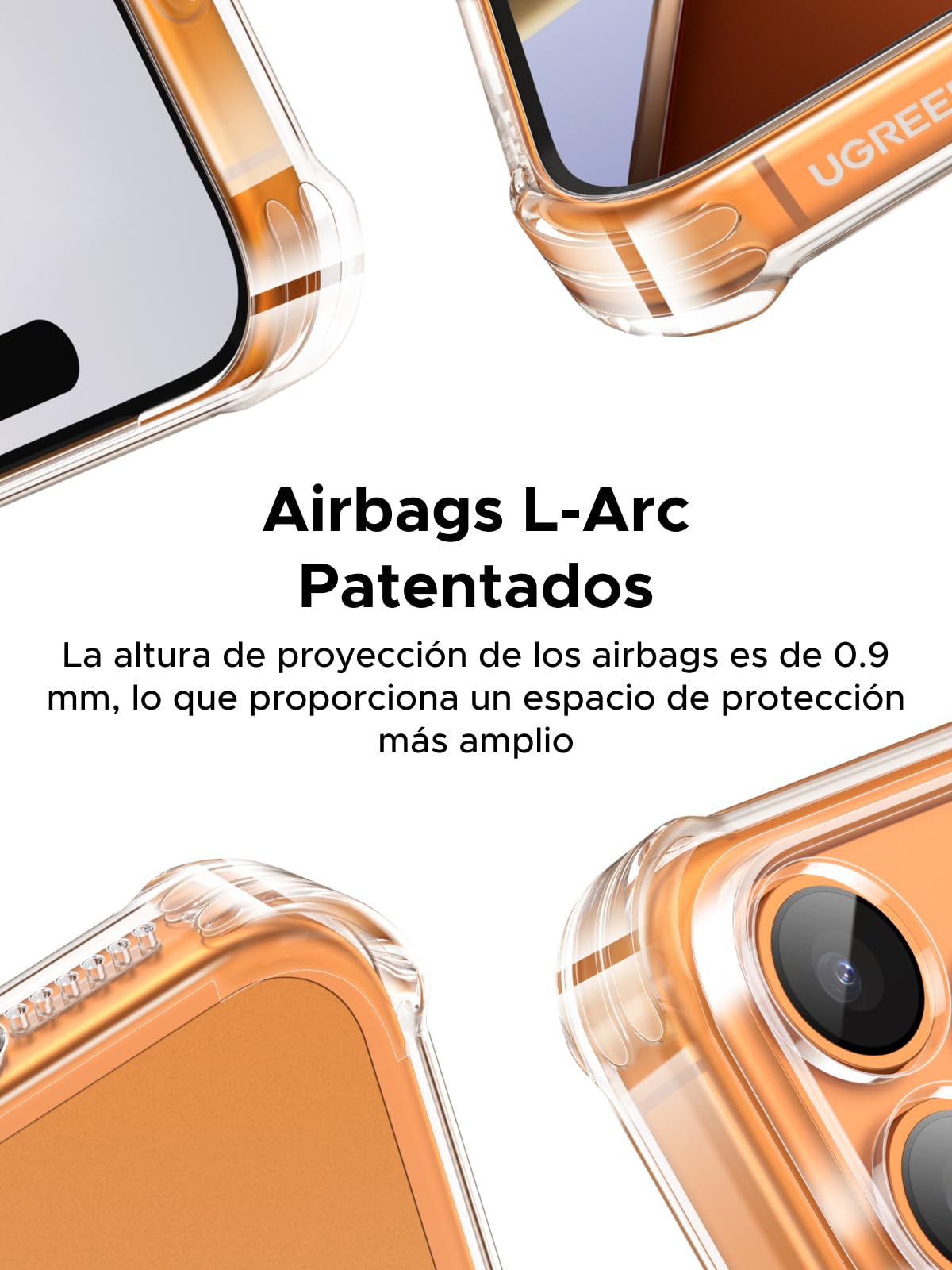 UGREEN Funda para iPhone 17 Pro, Airbags de Alta Elasticidad, Case Anti-Amarillo con Protección de la Lente y contra Caídas, Case para iPhone 17 Pro, Transparente Carcasa 6.3 Pulgadas