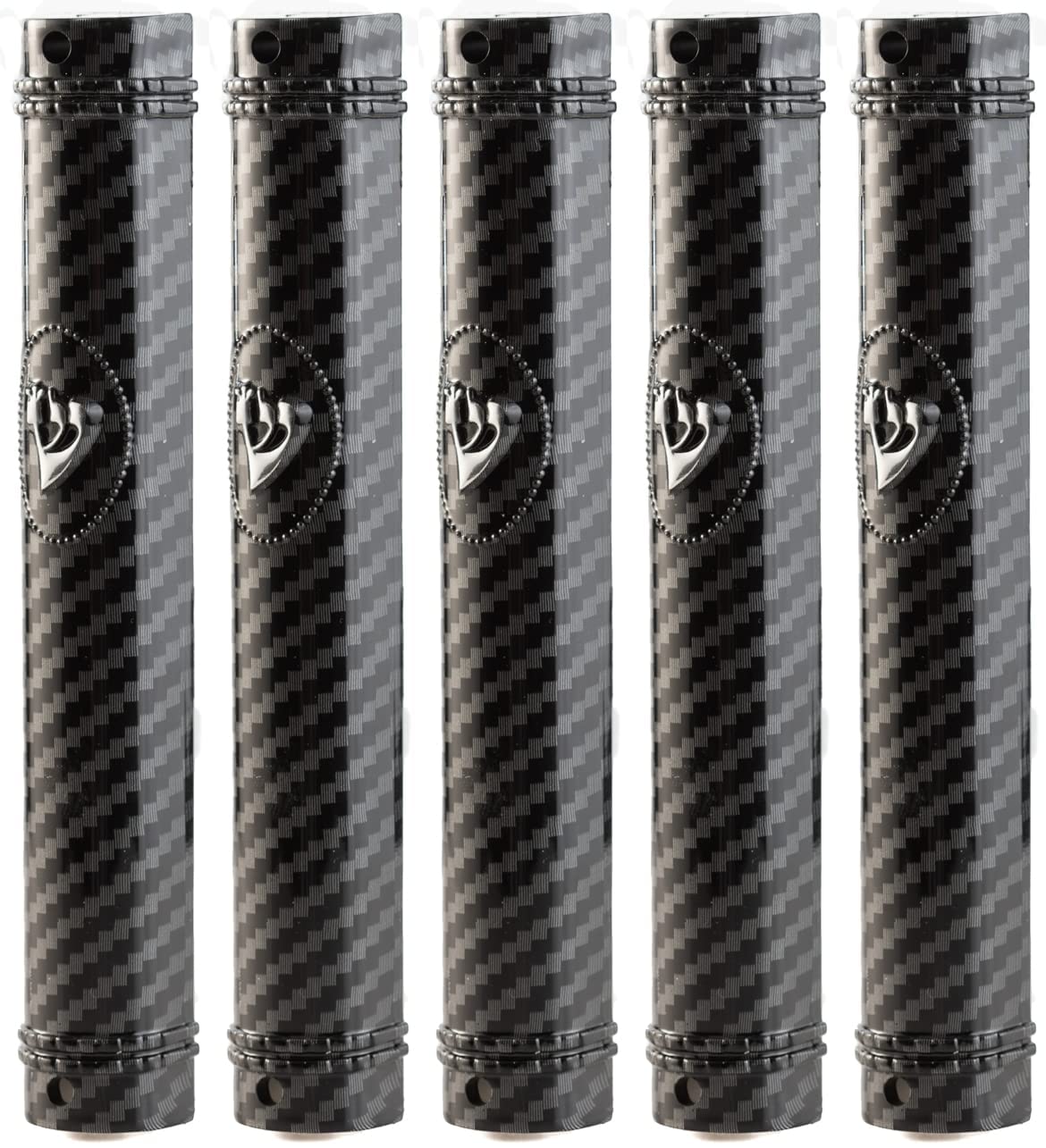 MEZUZAH - Soporte para funda (shidell), plástico semirredondo plateado (fibra de carbono (negro - plateado), 12)