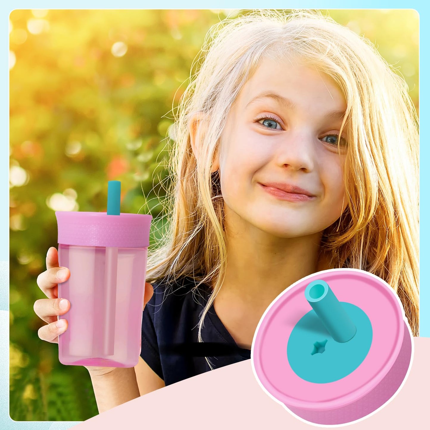 PHULWEL Paquete de 2 tapas de repuesto para vaso Owala Kids con aislamiento de 12 oz y 15 oz, tapa resistente a derrames con 4 popotes flexibles, sin BPA, apta para lavavajillas, accesorios para
