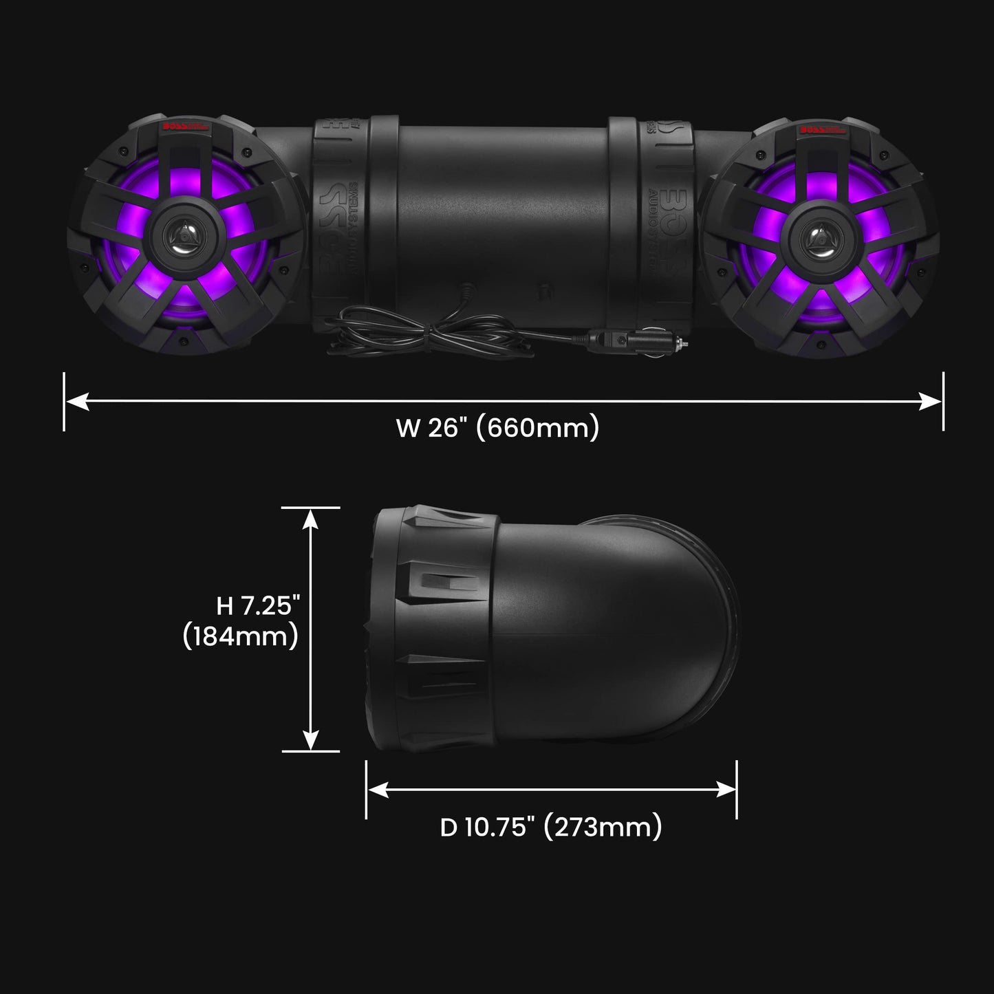 BOSS Audio Systems ATV65BRGB ATV UTV Sistema de sonido resistente a la intemperie, altavoces de 6.5 pulgadas, tweeters de 1 pulgada, audio de rango completo, amplificador incorporado, Bluetooth,