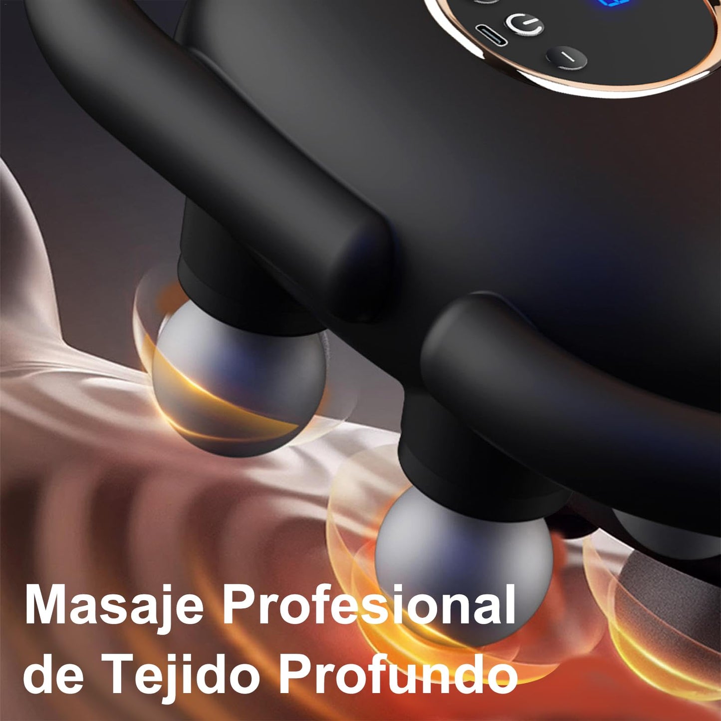 Pistola de Masaje de 4 Cabezales Masajeador de Percusión de Tejido Profundo 20 y 6 Modos de Masaje Masajeador de Cuerpo Completo con Temporizador para Aliviar el Dolor de Espalda Piernas y Cuello (Negro) para Familiares y Amigos