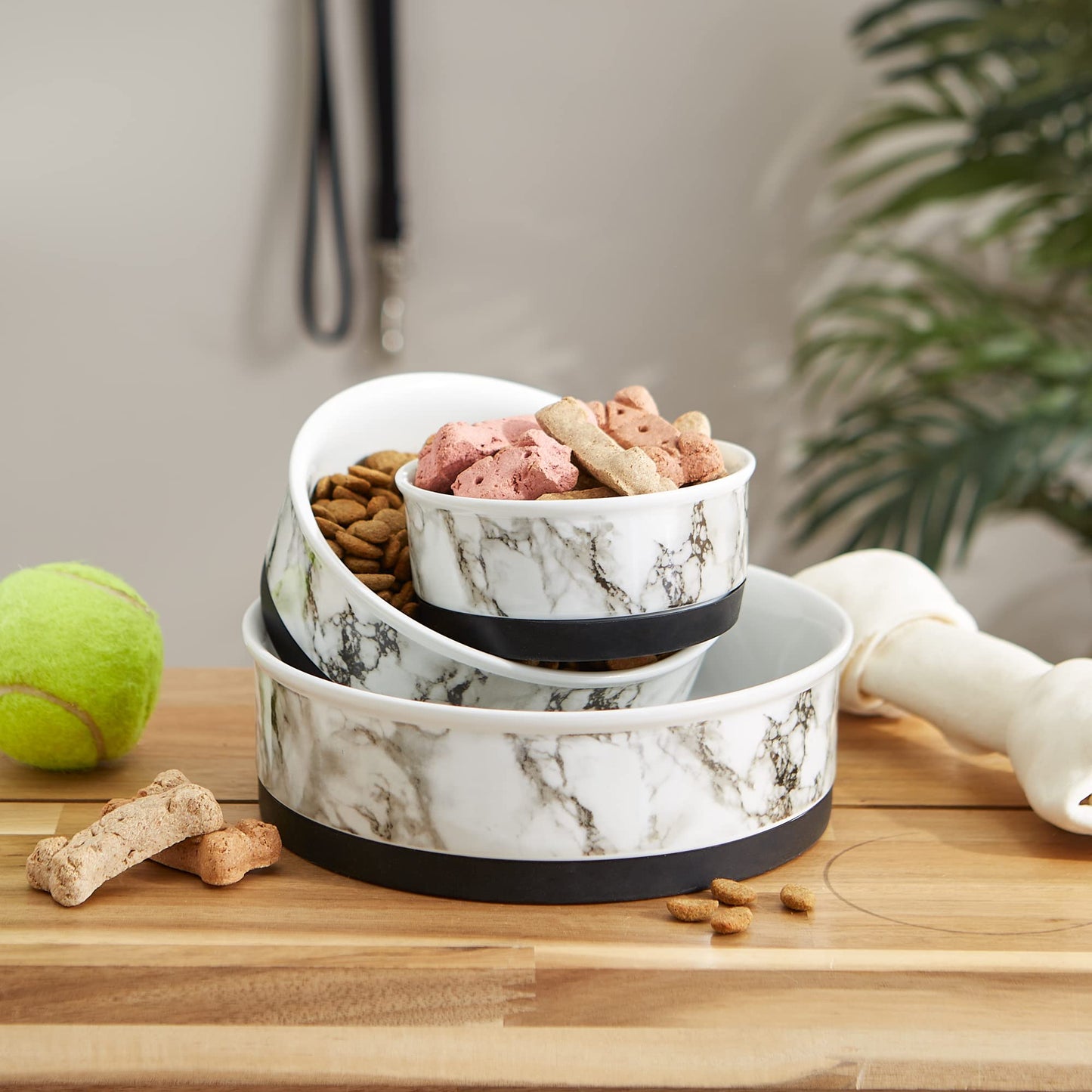 Bone Dry Pet Bowl Collection - Juego de cerámica, tamaño pequeño, mármol, 2 Unidades