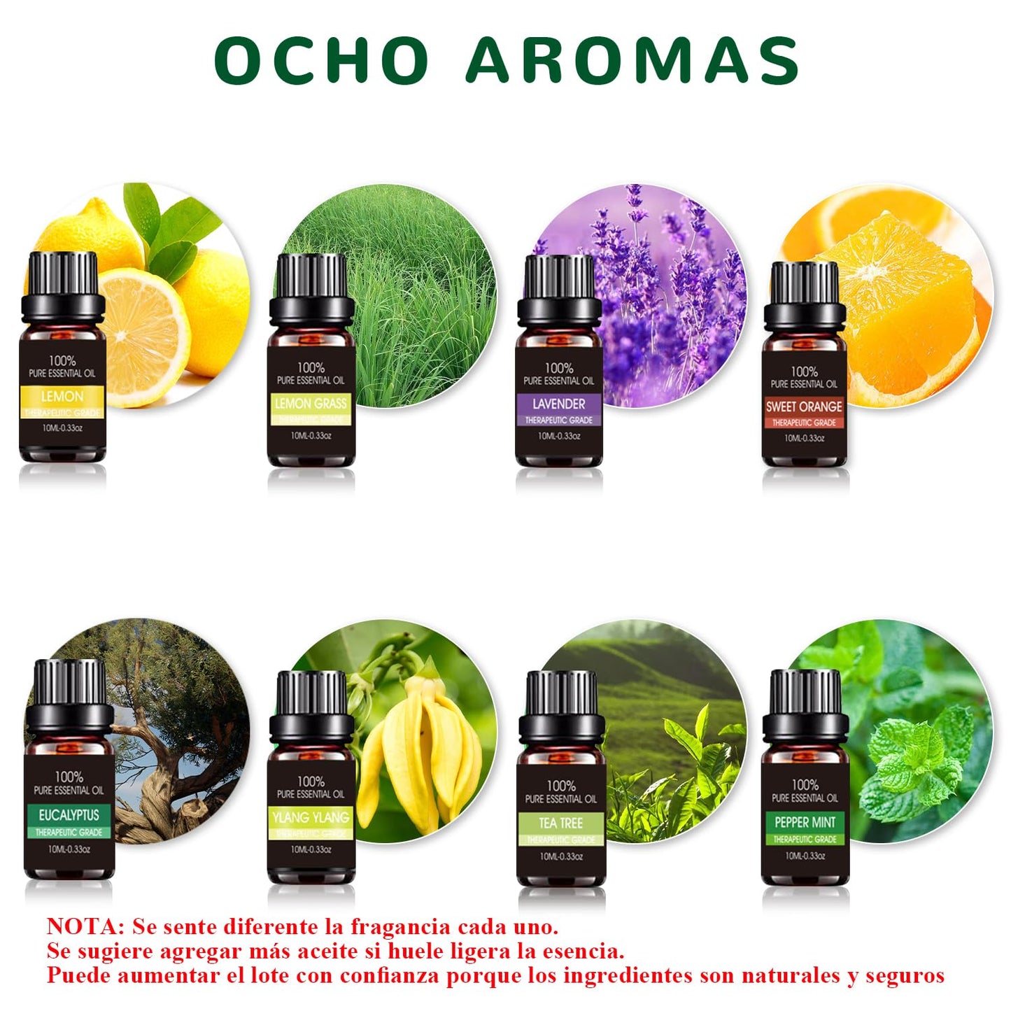 Aceites Esenciales VIDA4U Aromaterapia Naturales para Difusores y Humidificadores