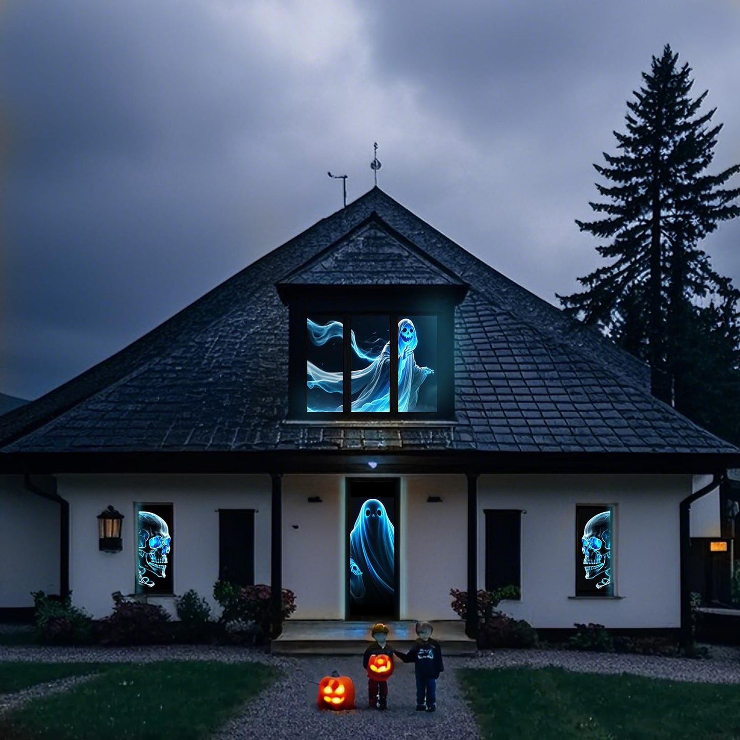 visualización de proyección trasera holográfica plegable: pantallas de proyección para interiores de 50 x 89 pulgadas, proyectores de video de Halloween, noche de película para colgar en la pared