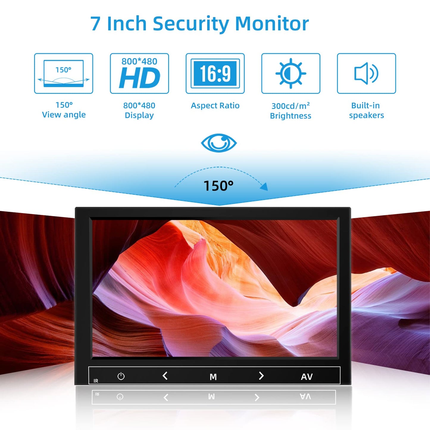 AISHICHEN Monitor de seguridad de 7 pulgadas, resolución de 1024 x 600 pulgadas, pequeño monitor HDMI con control remoto, altavoces integrados, pequeño monitor portátil con entrada USB HDMI VGA AV BNC para CCTV (7 pulgadas 1024x600P)