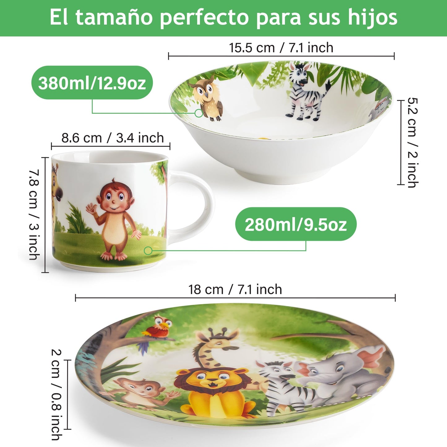 Juego de Vajilla Infantil MIAMIO Selva para Niños e Infantes