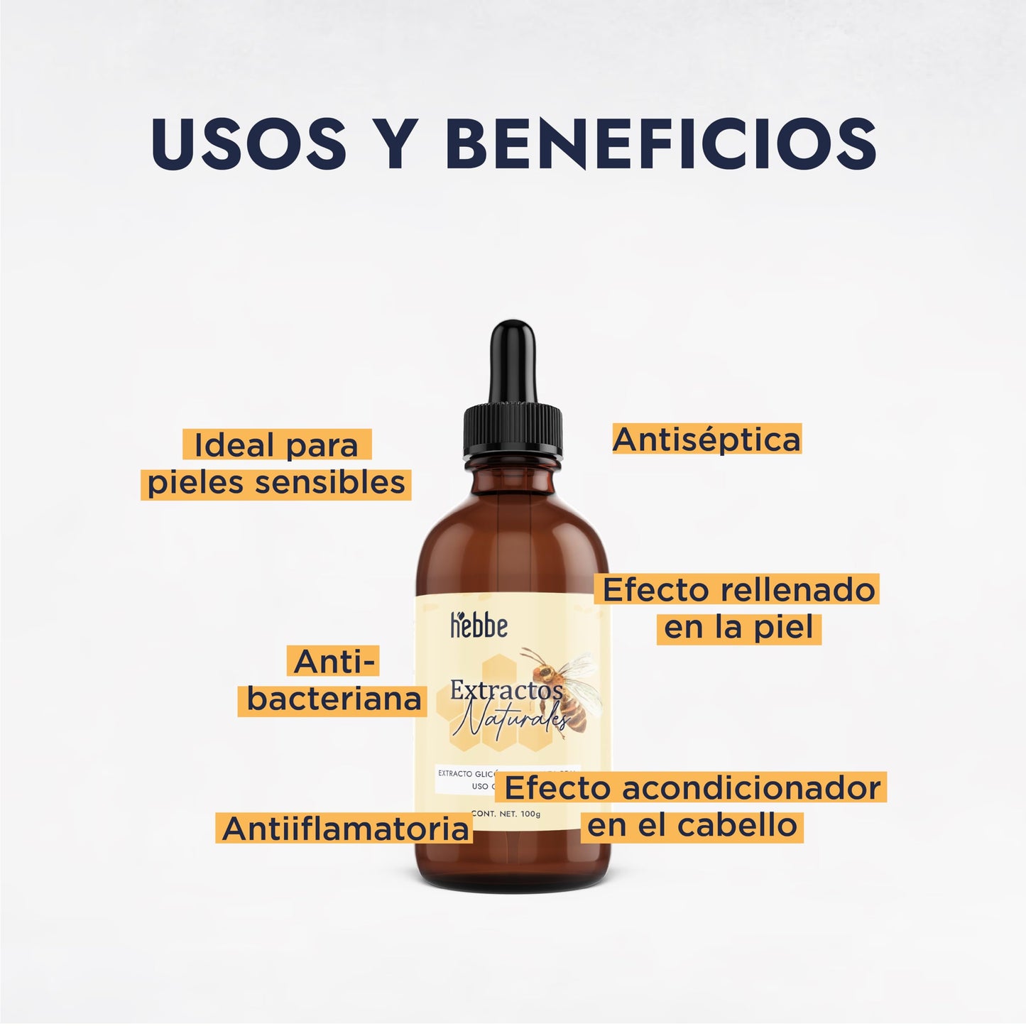 HEBBE - Extracto Vegetal de Jalea Real 100 g | Retrasa los Signos del Envejecimiento, Tonificante y Estimulante | Mejora la Hidratación y Elasticidad de la Piel | Aumenta la Producción de Colágeno | Contenido de 100 g