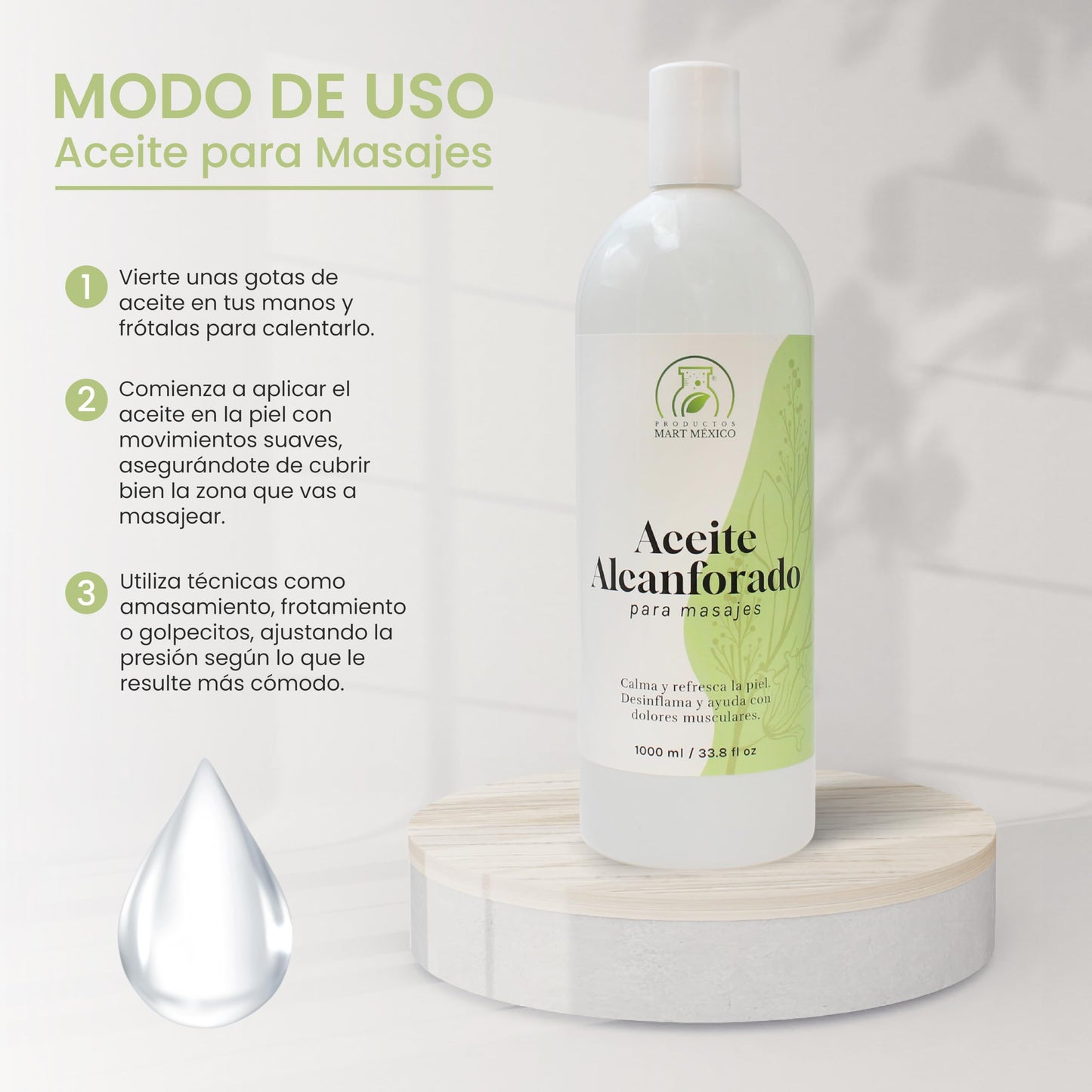 Aceite Alcanforado Productos Mart México 1 Litro Para Masajes
