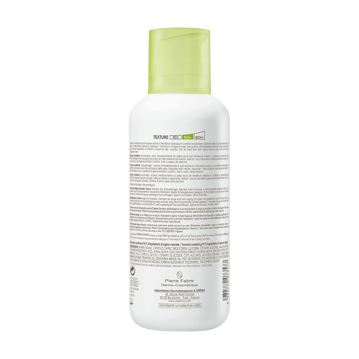 Crema Emoliente Aderma para Piel Seca y Sensible - Hidratación Profunda, 400 ml