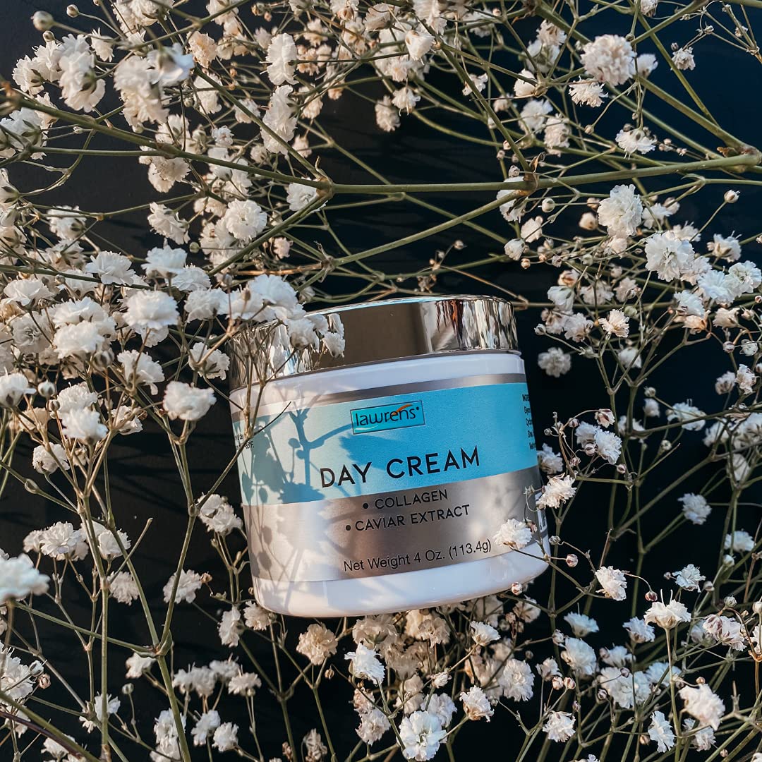 Lawrens Crema de día con colágeno y extracto de Caviar por Lawrens Cosmetics – Humectante – Protector UV – Hidrata la Piel – 4oz