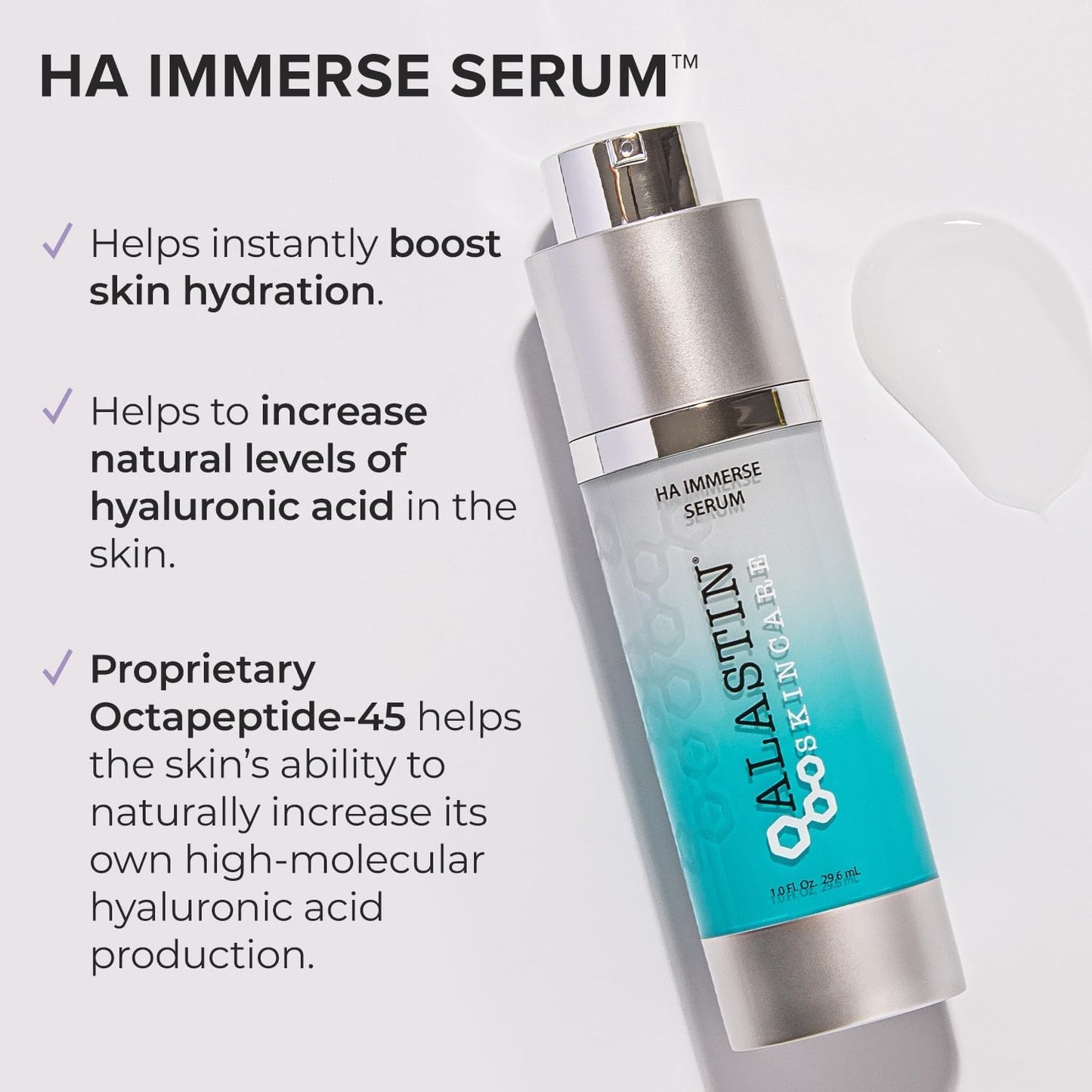 Suero facial hidratante con ácido hialurónico para piel radiante y brillante - ALASTIN Skincare IMMERSE (1 oz)