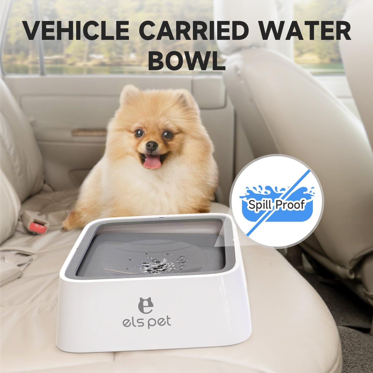 ELS PET plato para perro sin derrames, cuenco de agua para mascotas sin goteo, 70 onzas/2 L plato agua perro sin derrames, tazón de agua de viaje de gran capacidad para perros, gatos, tazón de agua para perros ansiosos