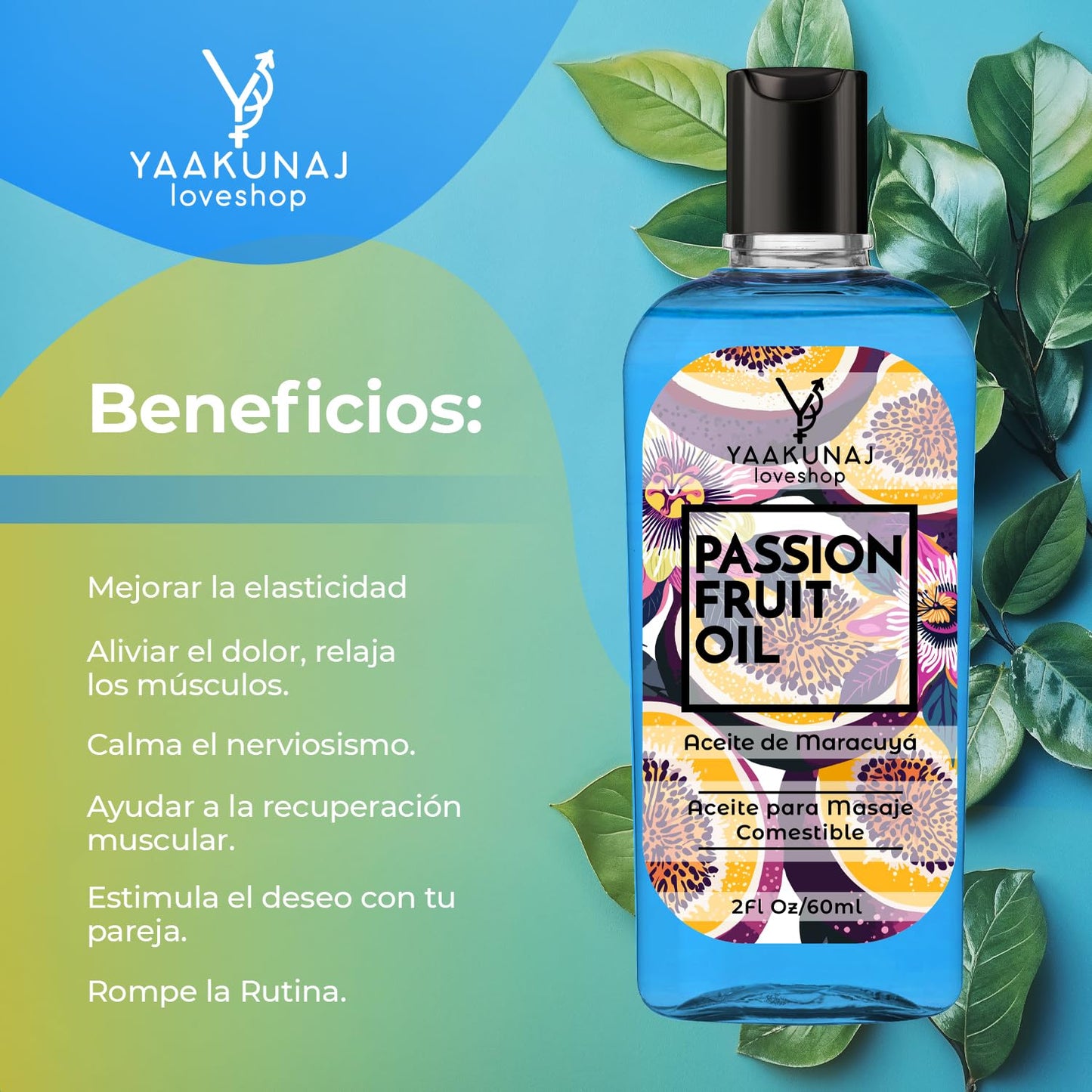 Aceite Para Masajes YAAKUNAJ Sabor Passion Fruit