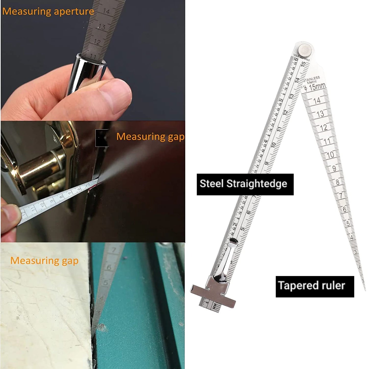 Calibrador de Soldadura de Acero Inoxidable Prueba de Calibre Soldadura de Forma Cónica Gap Calibre Regla Orificio Herramienta de Inspección