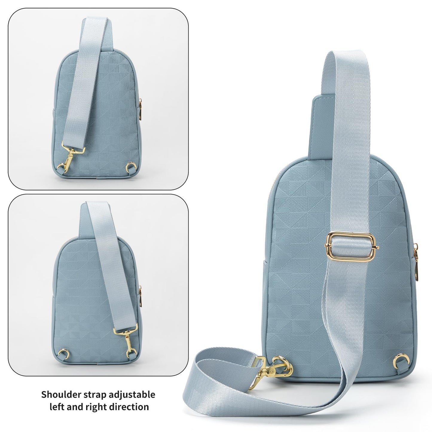 anck Riñonera bandolera para mujer, bolso bandolera para mujer, bolso pequeño en el pecho, riñonera a cuadros para mujer diseñador, 996-G-YH-Azul Claro, Estilo casual, moda relajada