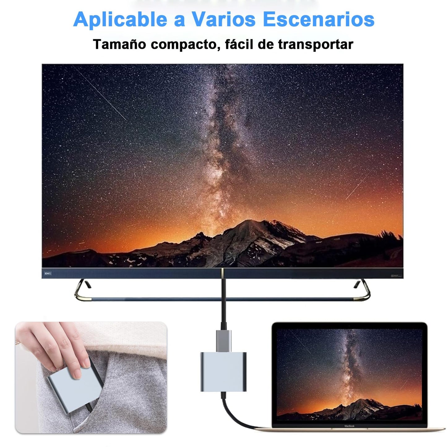 Adaptador USB C a HDMI Soralek 4K con Hub USB C 100W PD en Gris para MacBook, iPad y Tablets
