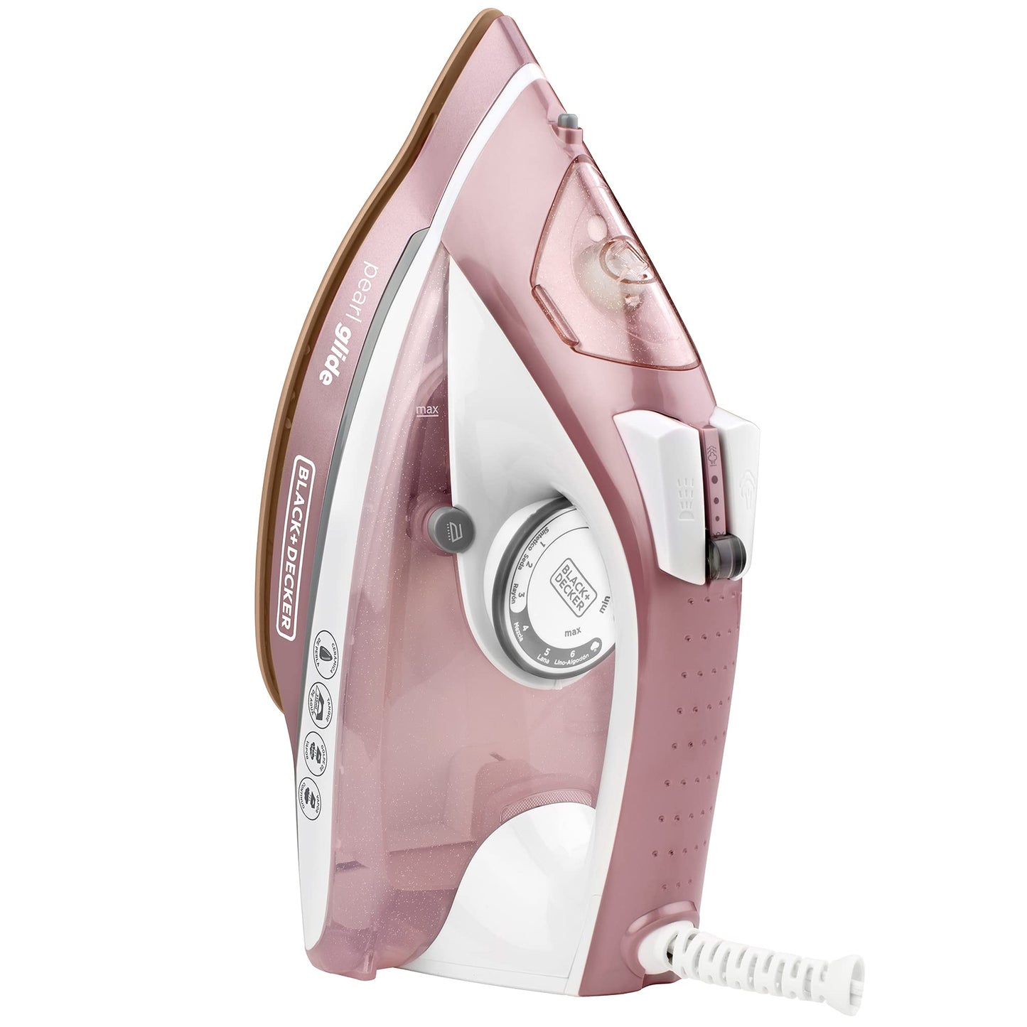 BLACK+DECKER Plancha de Vapor, Cerámica con Infusión de Perlas, Rosa, IR23972