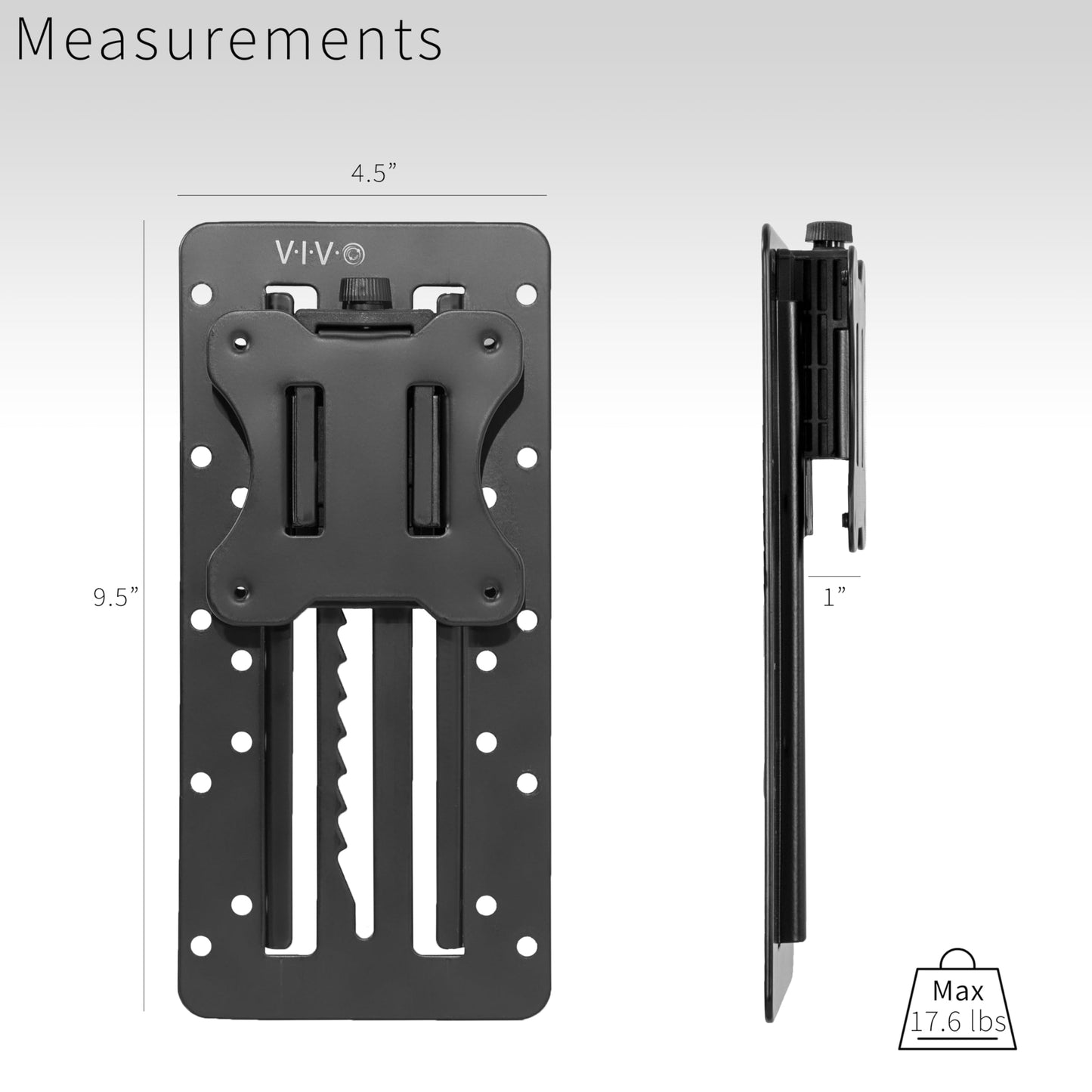Adaptador VESA Vivo Negro de Altura Ajustable para Monitor Individual de 13 a 27 Pulgadas