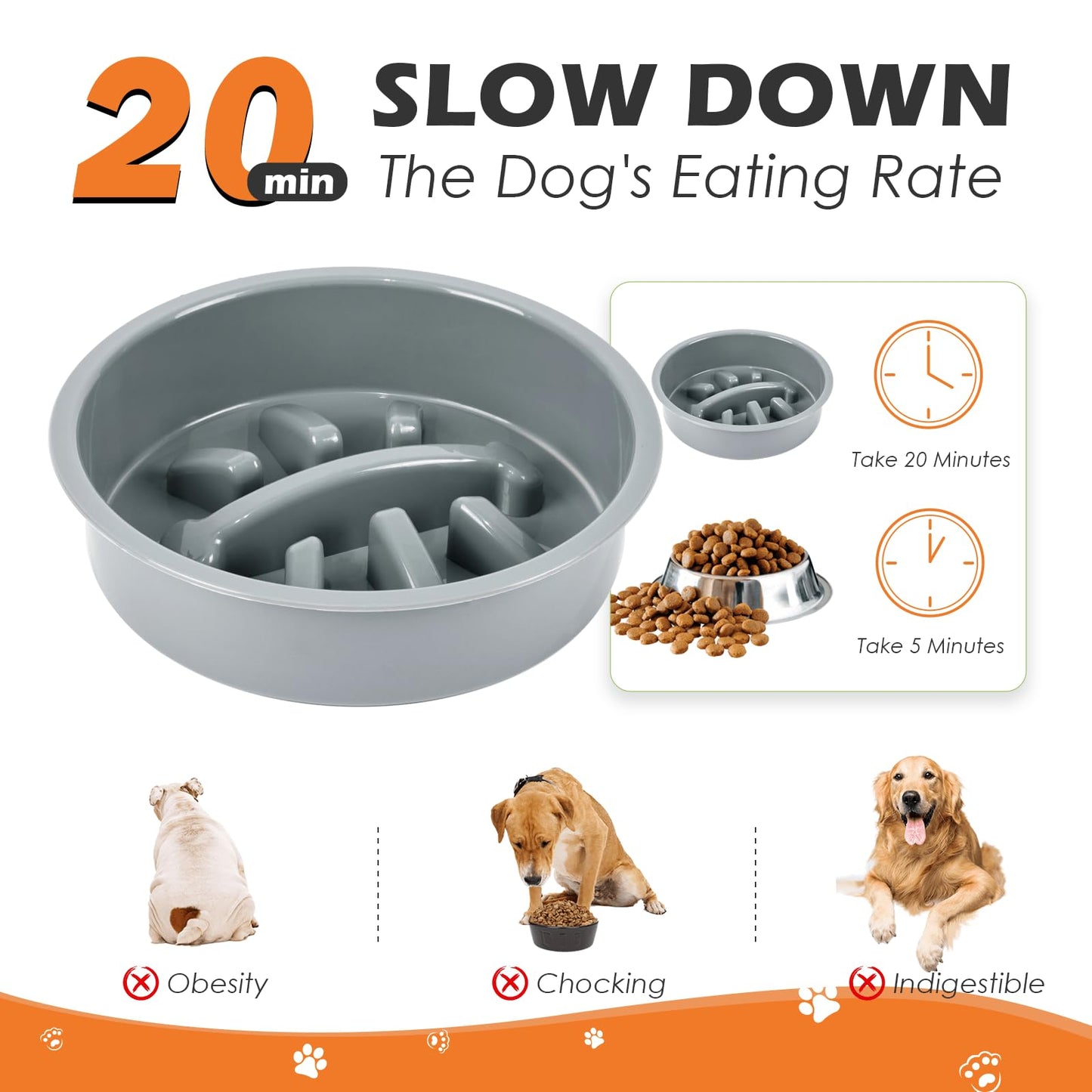 ADENGL Cuencos elevados para perros con comedero lento, 5 alturas ajustables (4-12 pulgadas), 2 cuencos de acero inoxidable, para perros medianos y grandes