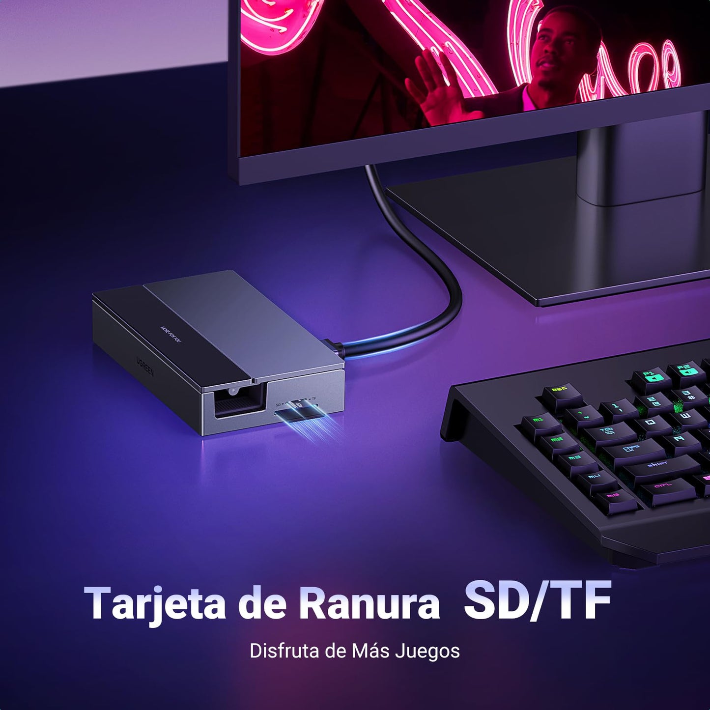 Dock Hub USB C 9 en 1 UGREEN Negro Soporte Ajustable para Steam Deck