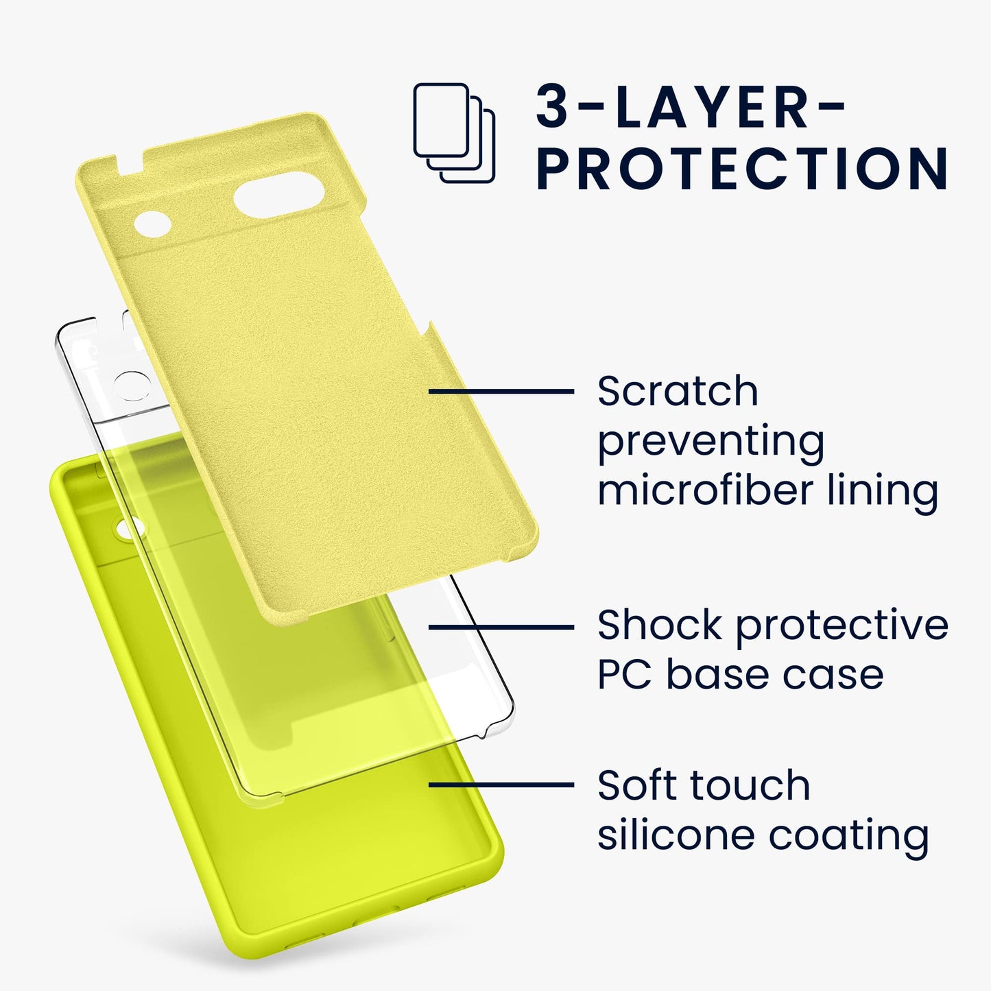 kwmobile Carcasa Compatible con Google Pixel 6a Funda - Case TPU y Silicona antigolpes - Apto Carga inalámbrica - Amarillo limón