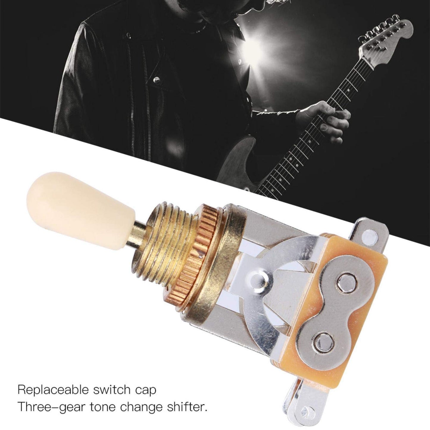 Okuyonic Selector de pastillas portátil con interruptor de tres posiciones, Interruptor Selector de Palanca para cualquier técnico de guitarra para guitarristas(Yellow hat)