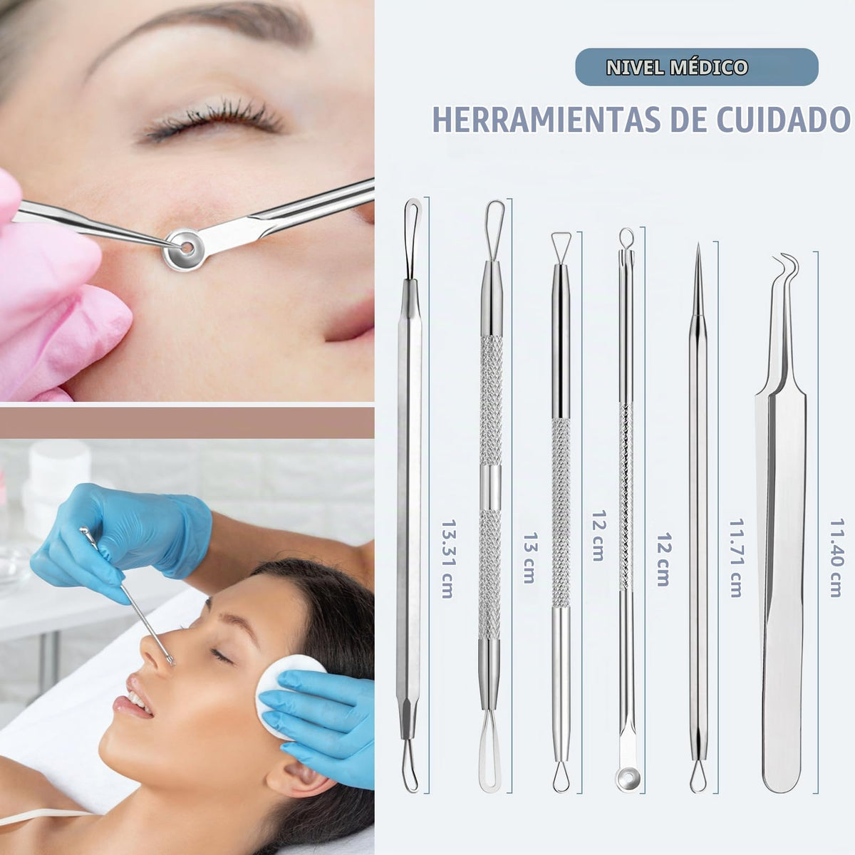 JPNK Blackhead Remover Tools 6 PCS with a Leather bag