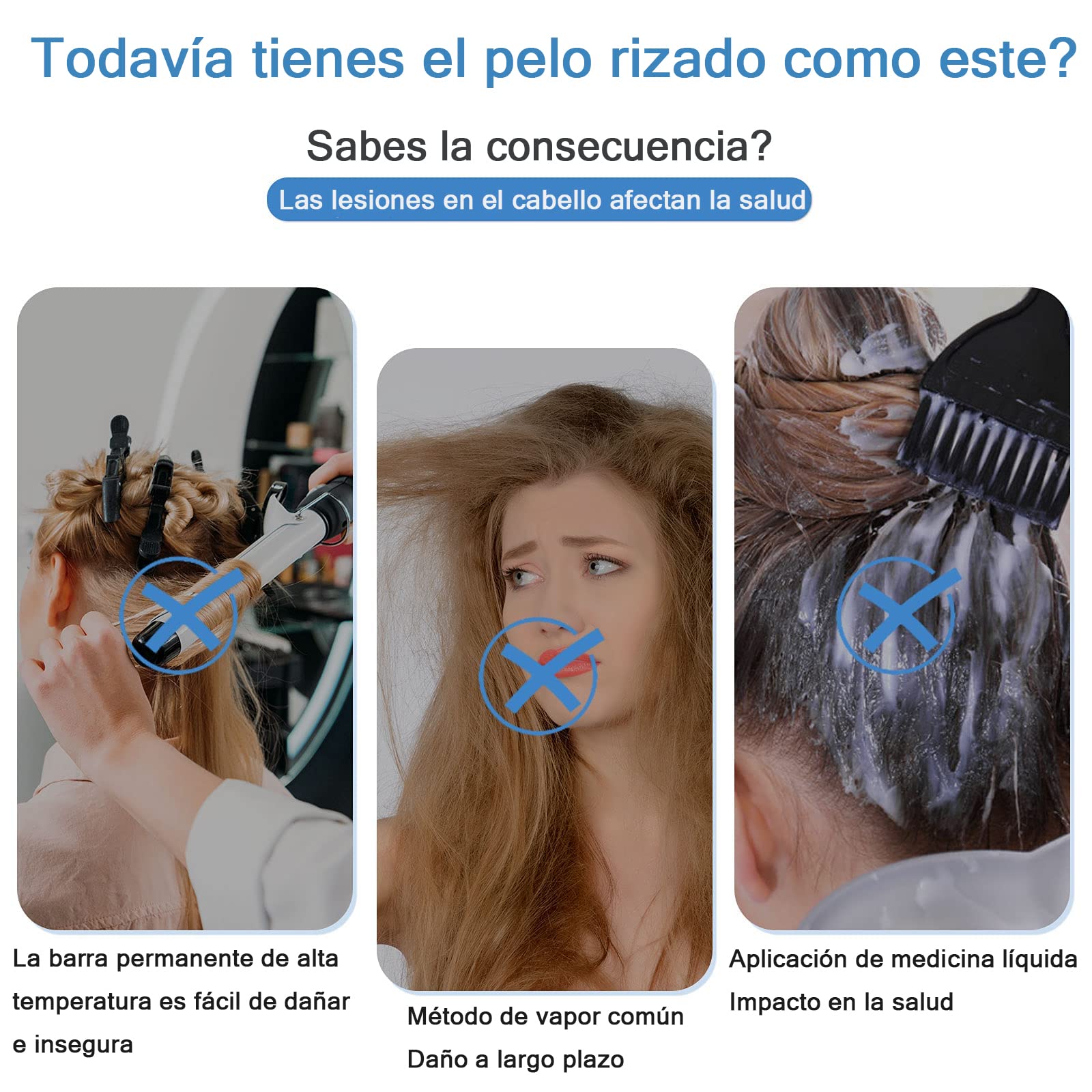 Rizos Sin Calor Cabello Largo, Rizador de Cabello Sin Calor con Pinzas para el Cabello y Coletero, Kit de Herramientas para Peinar el Cabello de Seda Suave, Sin Daños, Sin Calor (Azul)