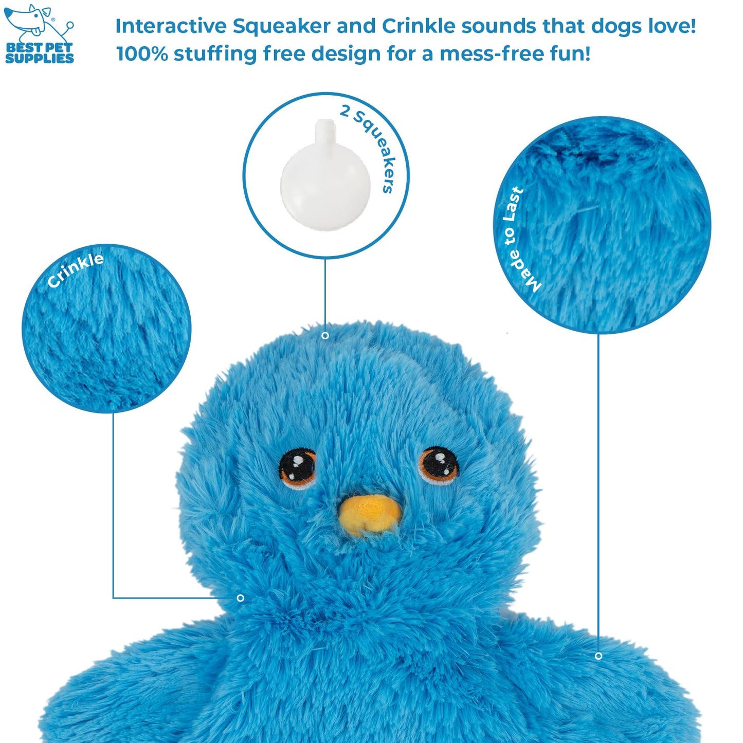 Best Pet Supplies - Juguetes de Peluche para Perros de Pollo Arrugado para Juegos interactivos, Cachorros y Adultos Mayores, Forma de Juguete de Pollo Colorido, Lindo y mimoso, Pollo Arrugado (Azul)