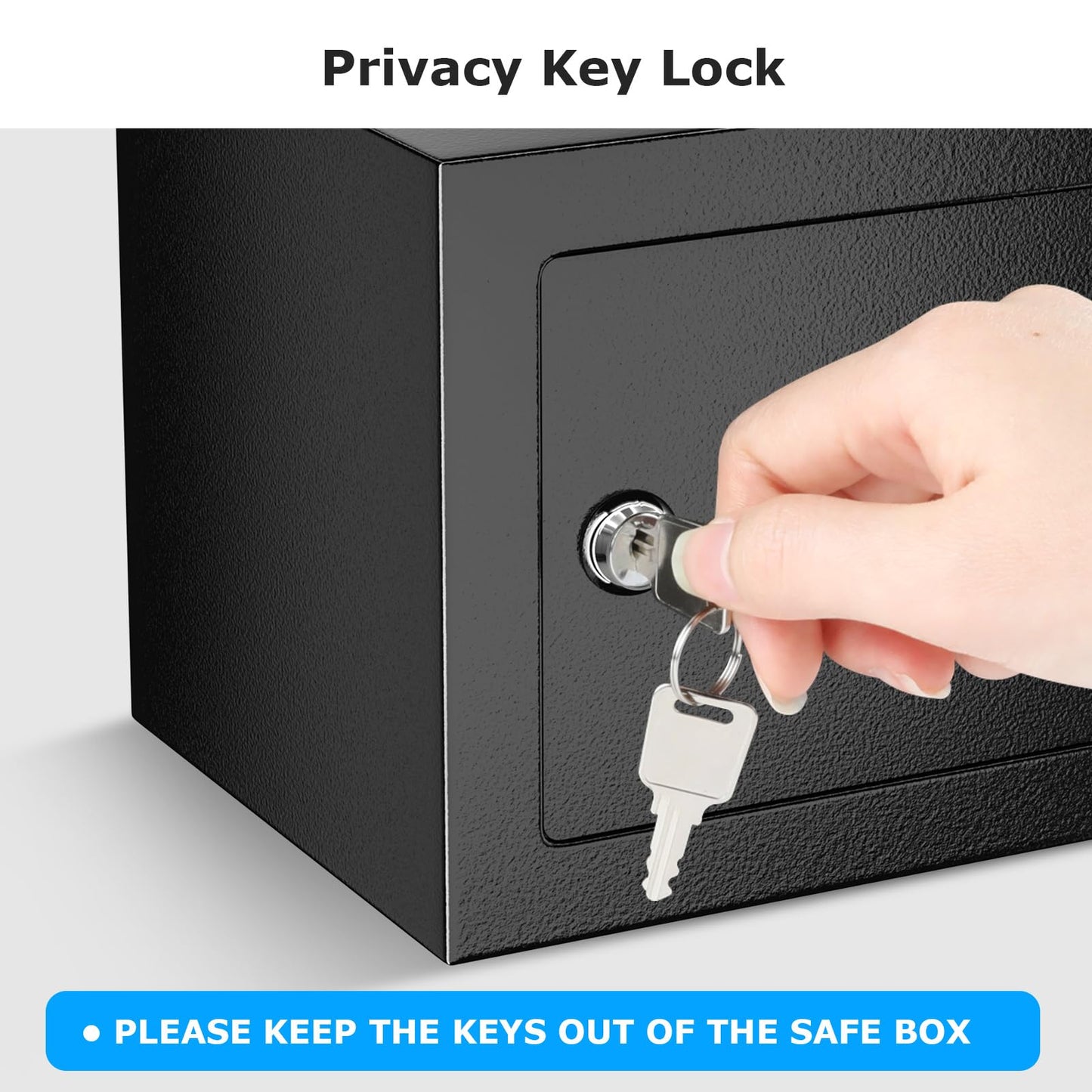 Bonsaii Caja de seguridad con cerradura de llave, caja de seguridad de acero, 0.23 pies cúbicos, 9.0 pulgadas de ancho x 6.7 pulgadas de profundidad x 6.7 pulgadas de alto, pequeña caja de seguridad