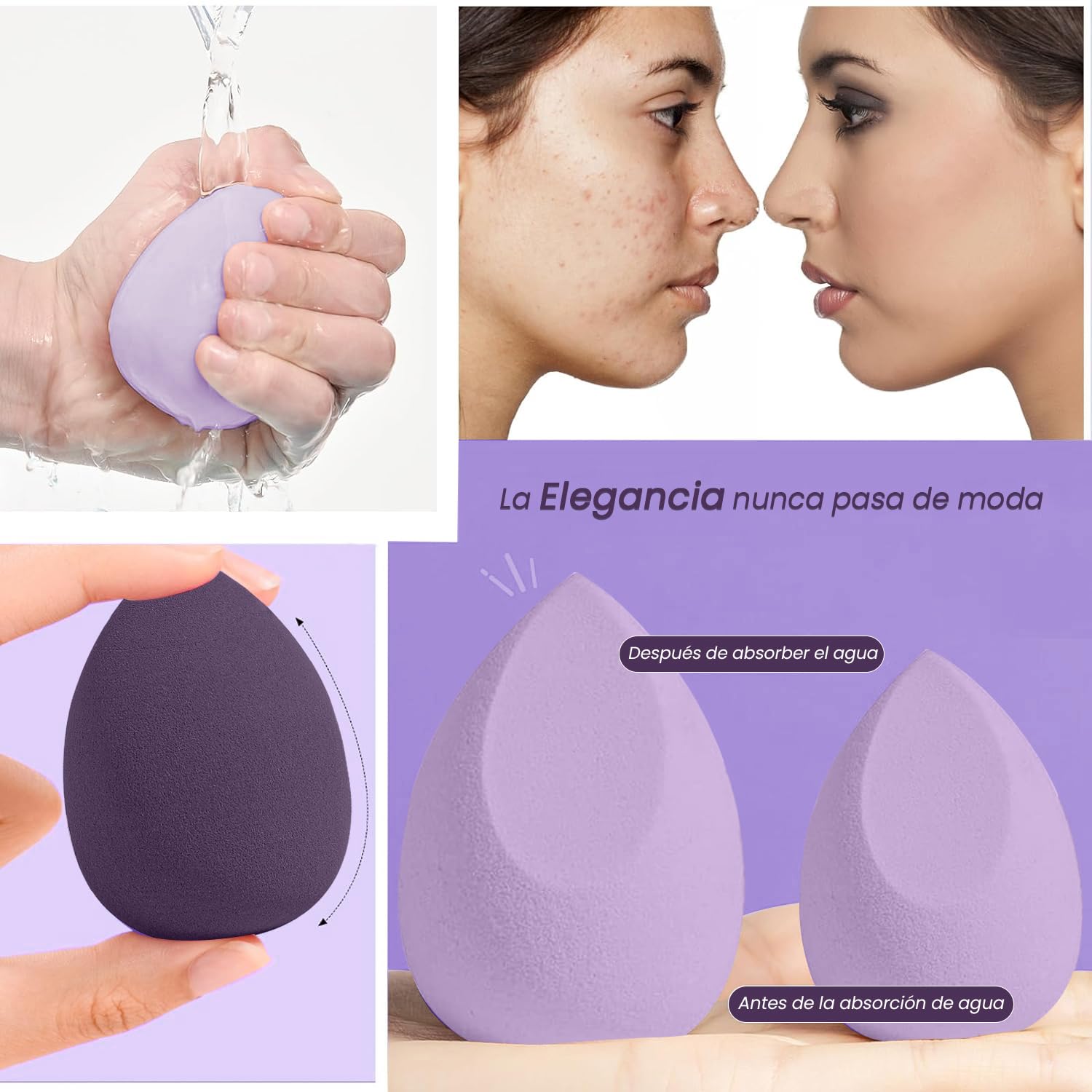 Esponjas de maquillaje: Set de 8 piezas con 3 formas disponibles para uso en maquillaje facial. Ideal para aplicación en seco y húmedo. Beauty Blender para un acabado impecable. ¡Compra ahora en lÃnea!