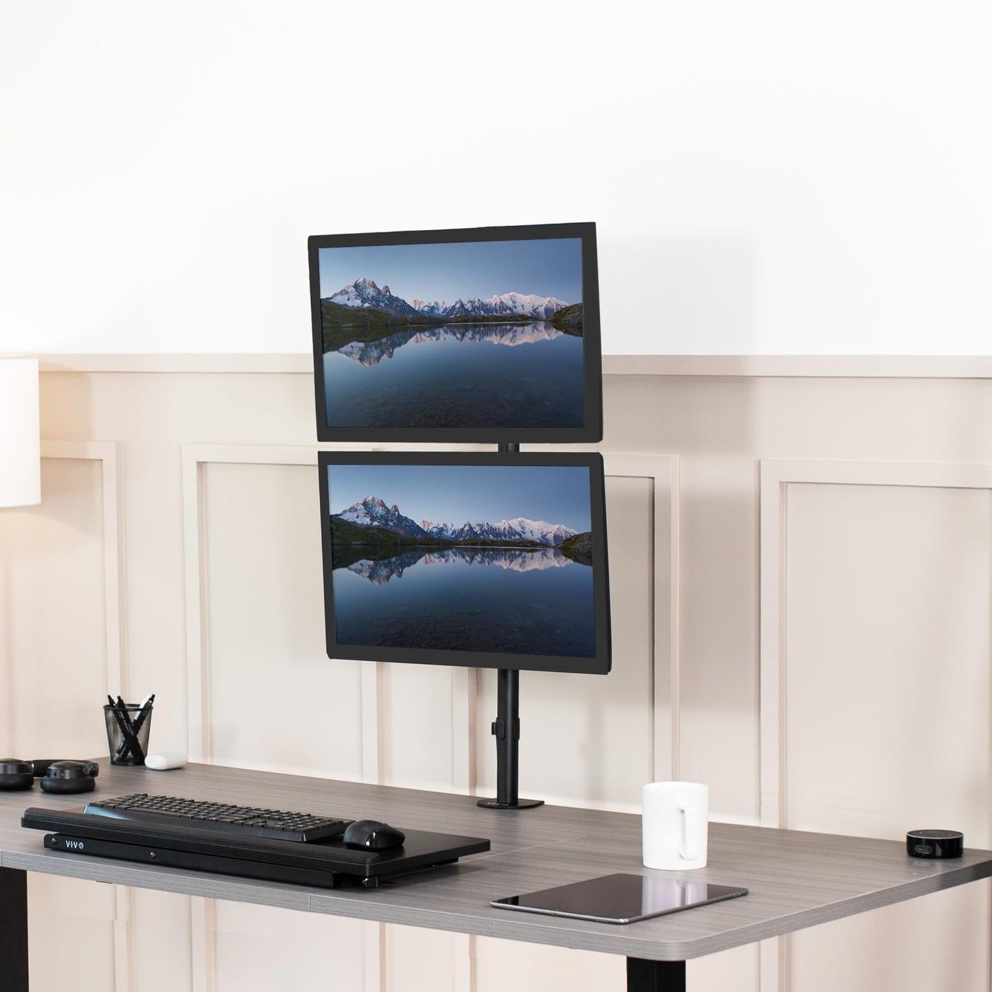Soporte de Computadora VIVO Negro Ajustable Extra Alto para Monitor Vertical 34 Pulgadas