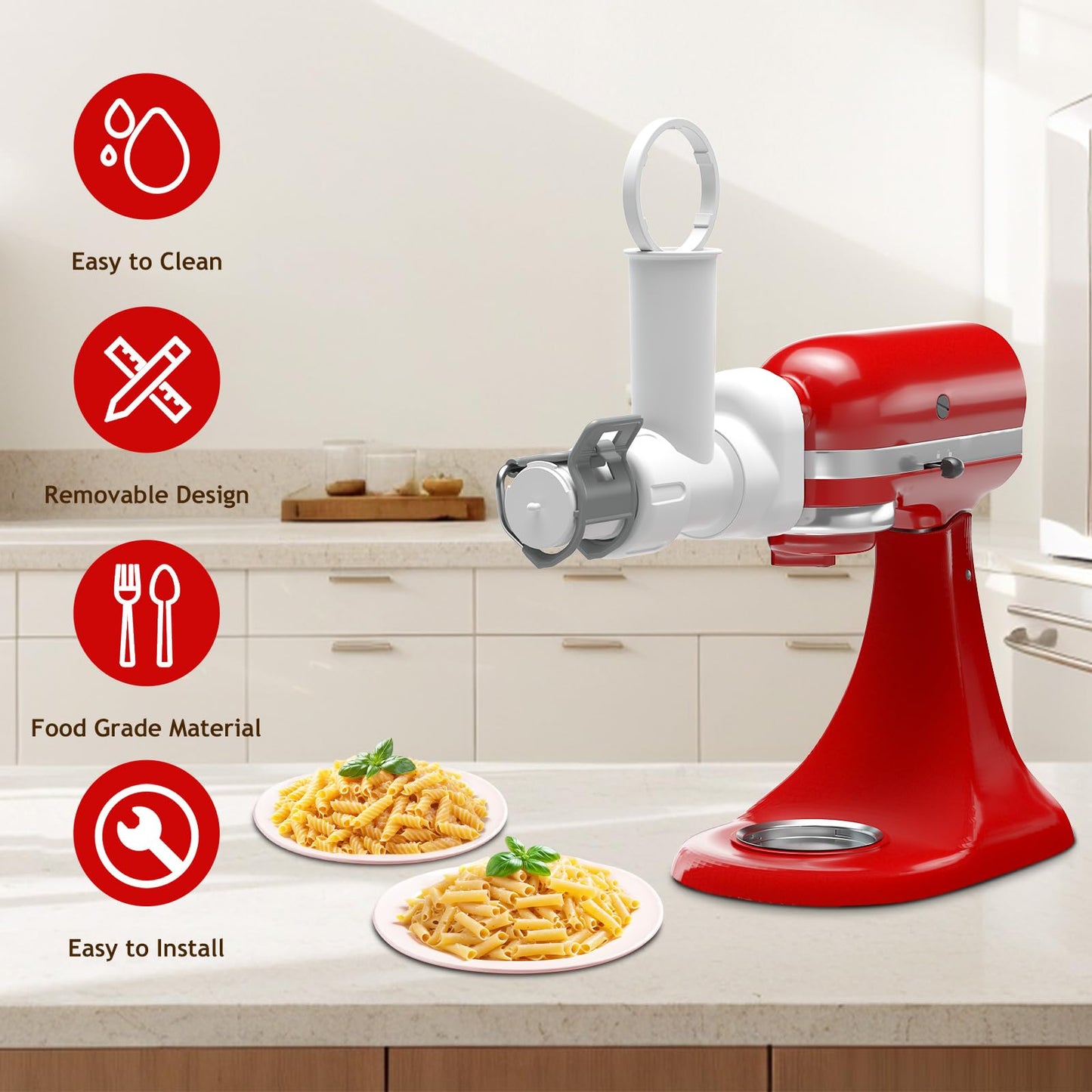 Accesorio para Máquina de Pasta Kitchenaid Acero Inoxidable con Seis Formas de Salida, apto para Lavaplatos