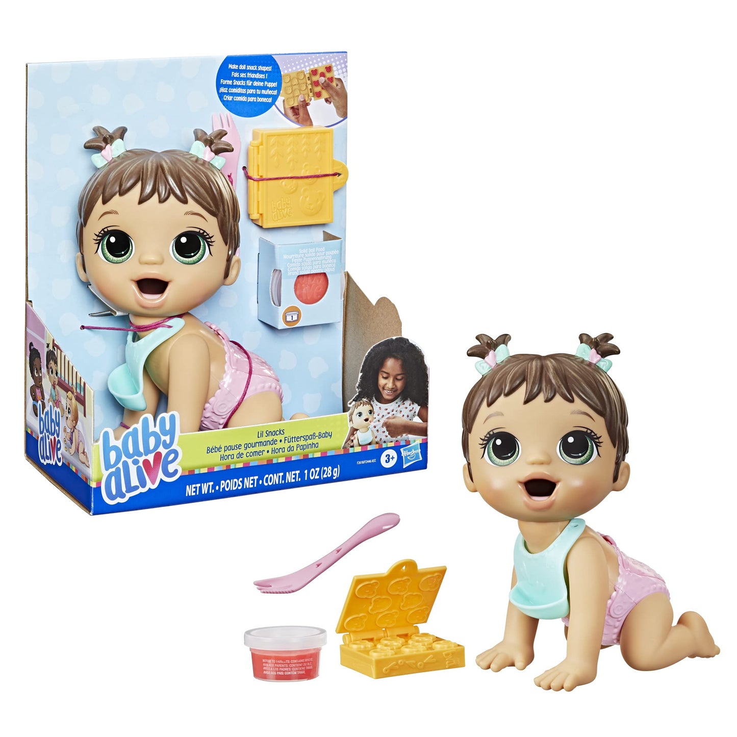 Baby Alive Hasbro Hora de Comer - Muñeca para niñas y niños con 4 Accesorios muñeca de bebé de 20 cm para niños y niñas a Partir de los 3 años
