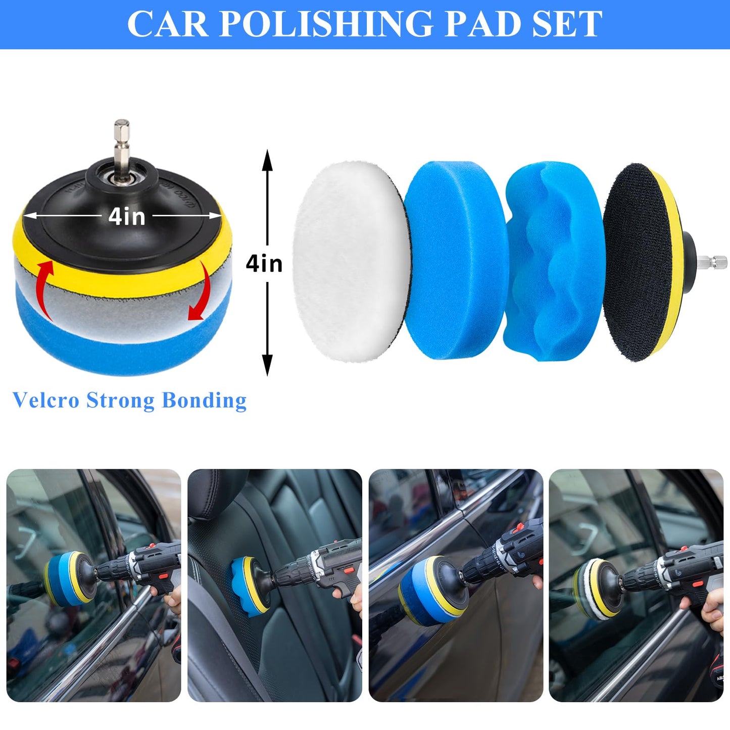 AUTODECO - Juego de 31 cepillos para detalles de coche, kit de detalles de coche, juego de cepillos de taladro para detalles automáticos, kit de herramientas de limpieza de lavado de automóviles para interiores, exteriores, ruedas, azul