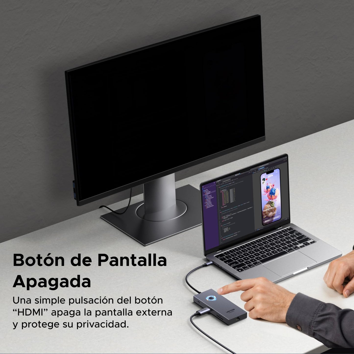 Adaptador USB C Multipuerto UGREEN Revodok Pro Gris con HDMI 4K para MacBook e iPad