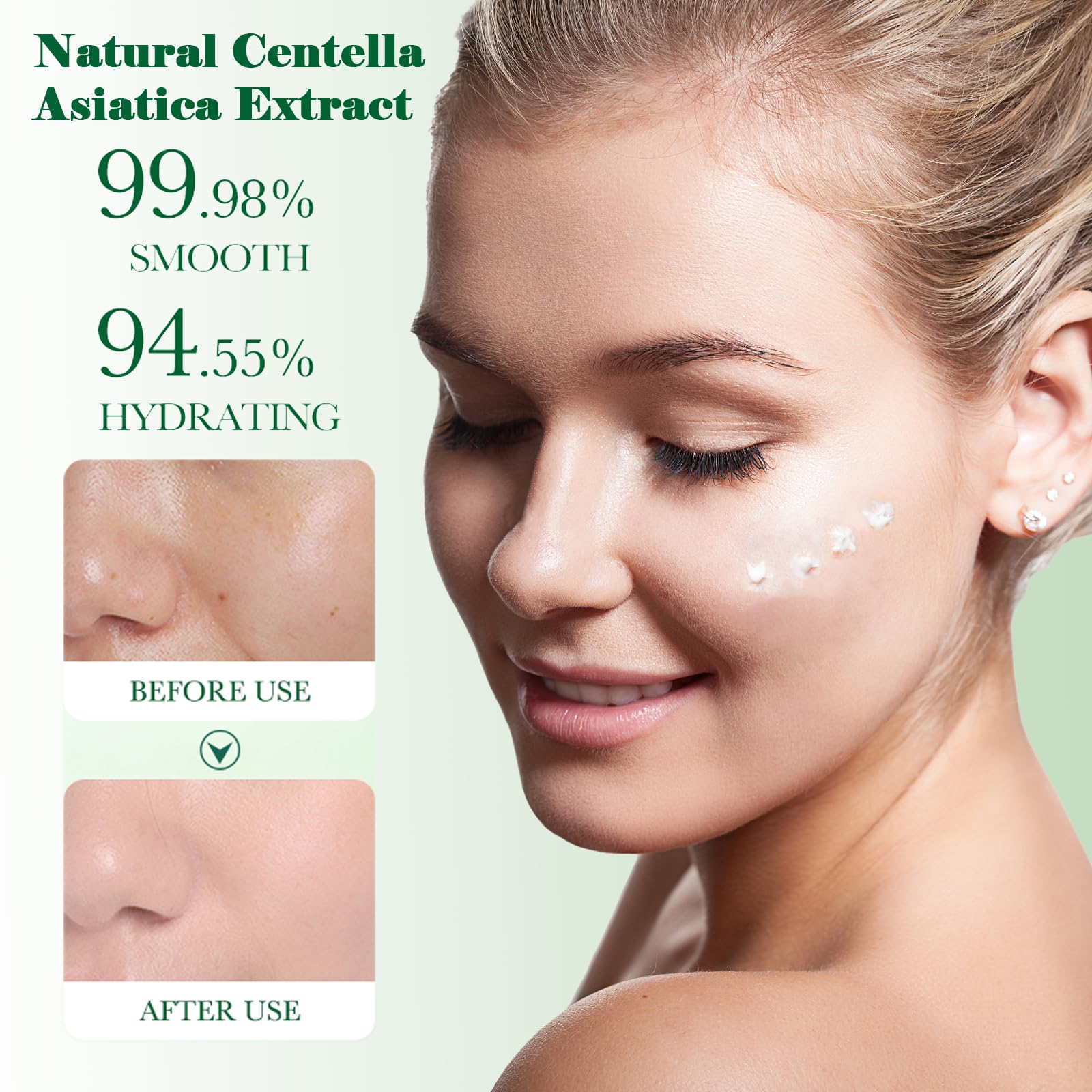 Set de regalo para el cuidado de la piel con Centella Asiatica para mujeres, set para el cuidado de la piel para hidratar, reparar y limpiar la piel, con suero, tónico, limpiador facial, crema para