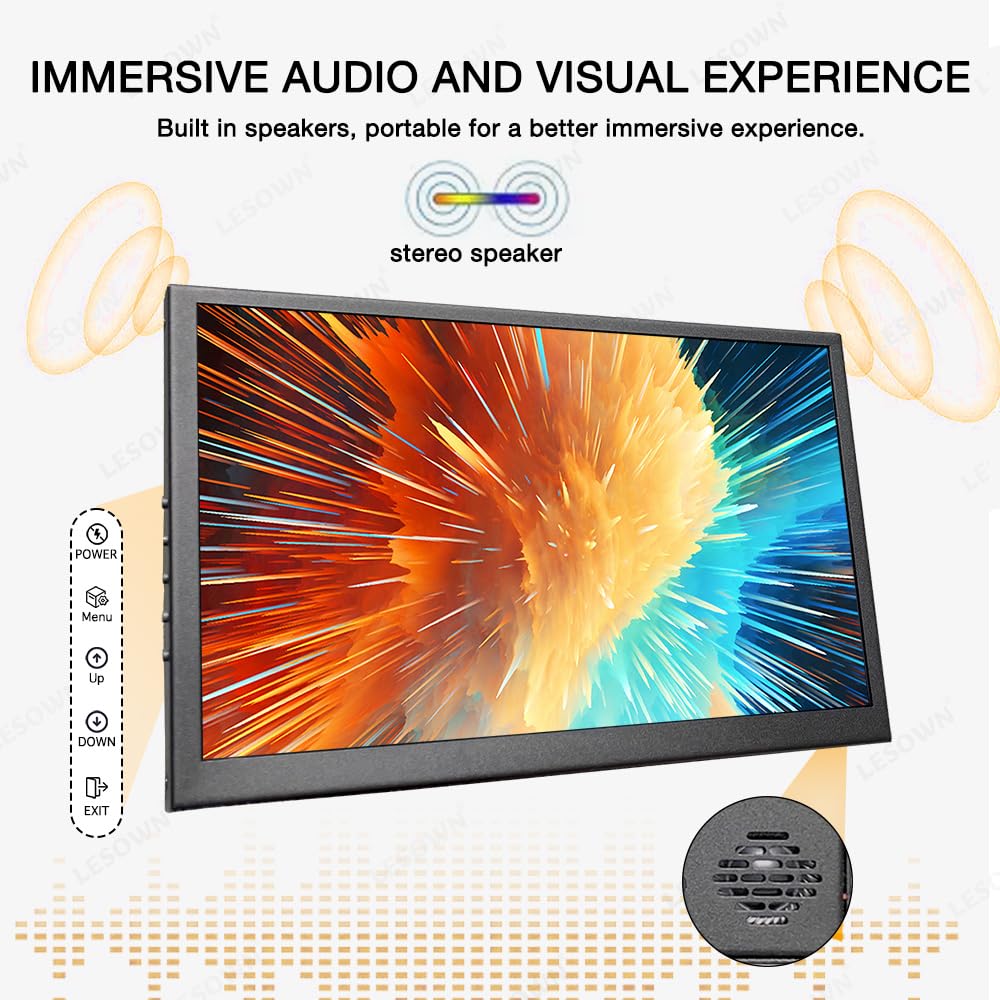 LESOWN - Monitor de visualización táctil de 10 pulgadas, pequeña visualización portátil HDMI de 1024 x 600 IPS, visualización secundaria de 10.1 pulgadas, mini monitores para Windows Mac, portátil y
