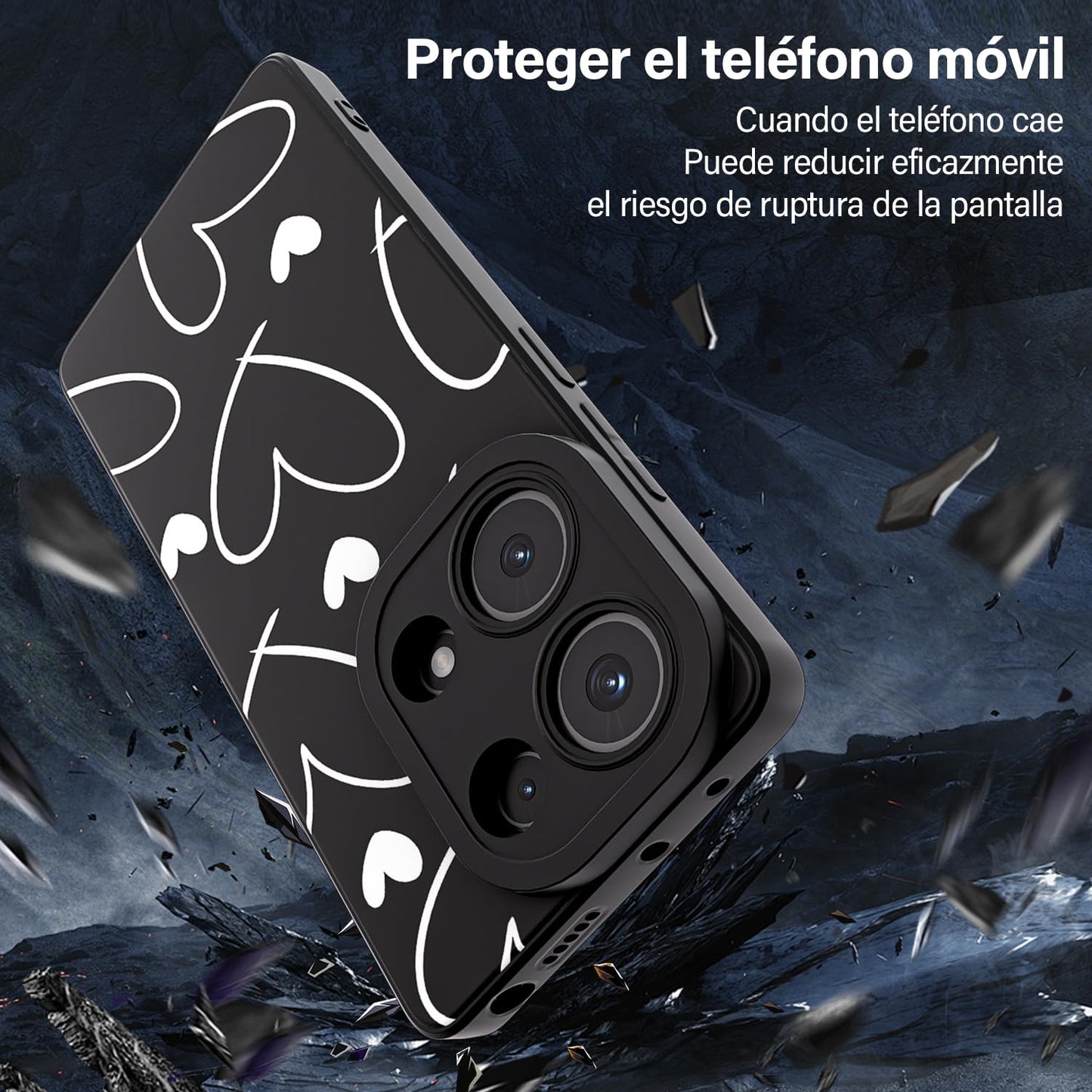 Threehao Funda para Redmi Note 13 Pro 4G y Poco M6 Pro 4G, Ultra Delgado Flexible Suave TPU Silicona Carcasa con Moda Aesthetic Dibujos Corazón Blanco Simple, Antigolpes Anti-arañazos Protectora