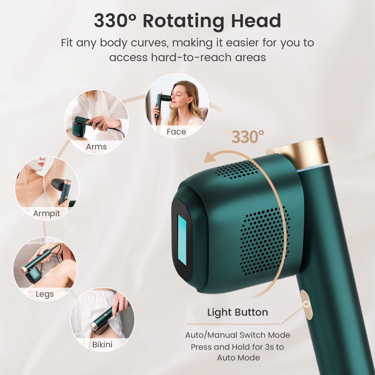 Depiladora Láser JOVS 24J IPL Verde con Tecnología de Enfriamiento de Zafiro para Mujer y Hombre