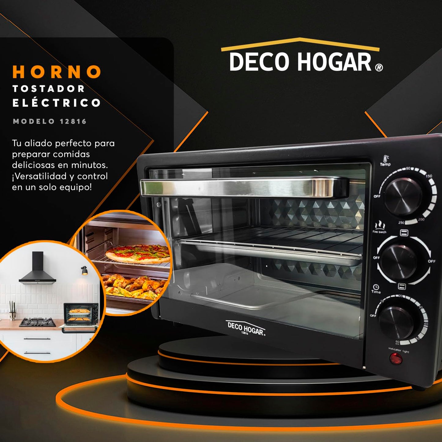 Adir Horno Tostador Electrico De Mesa 25L1034W Negro 12816
