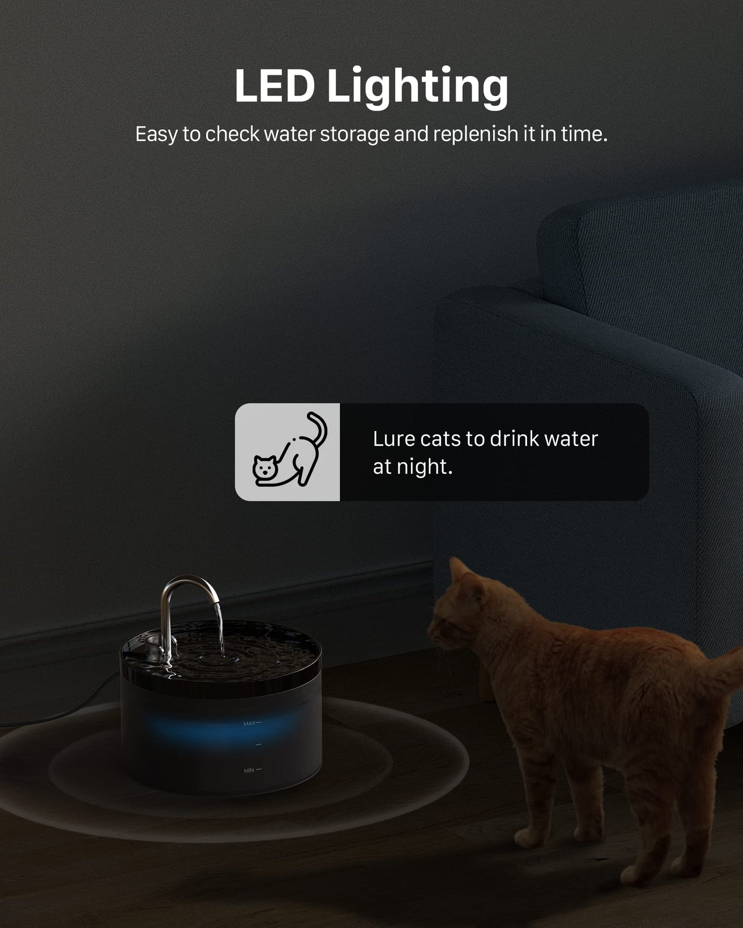 GIOTOHUN Fuente de Agua para Gato: Bebedero para Gato - 2L Fuente para Gato Súper Silenciosa Fuente para Gatos Bebedero -Negro Fuente para Gatos Bebedero para Múltiples Mascotas